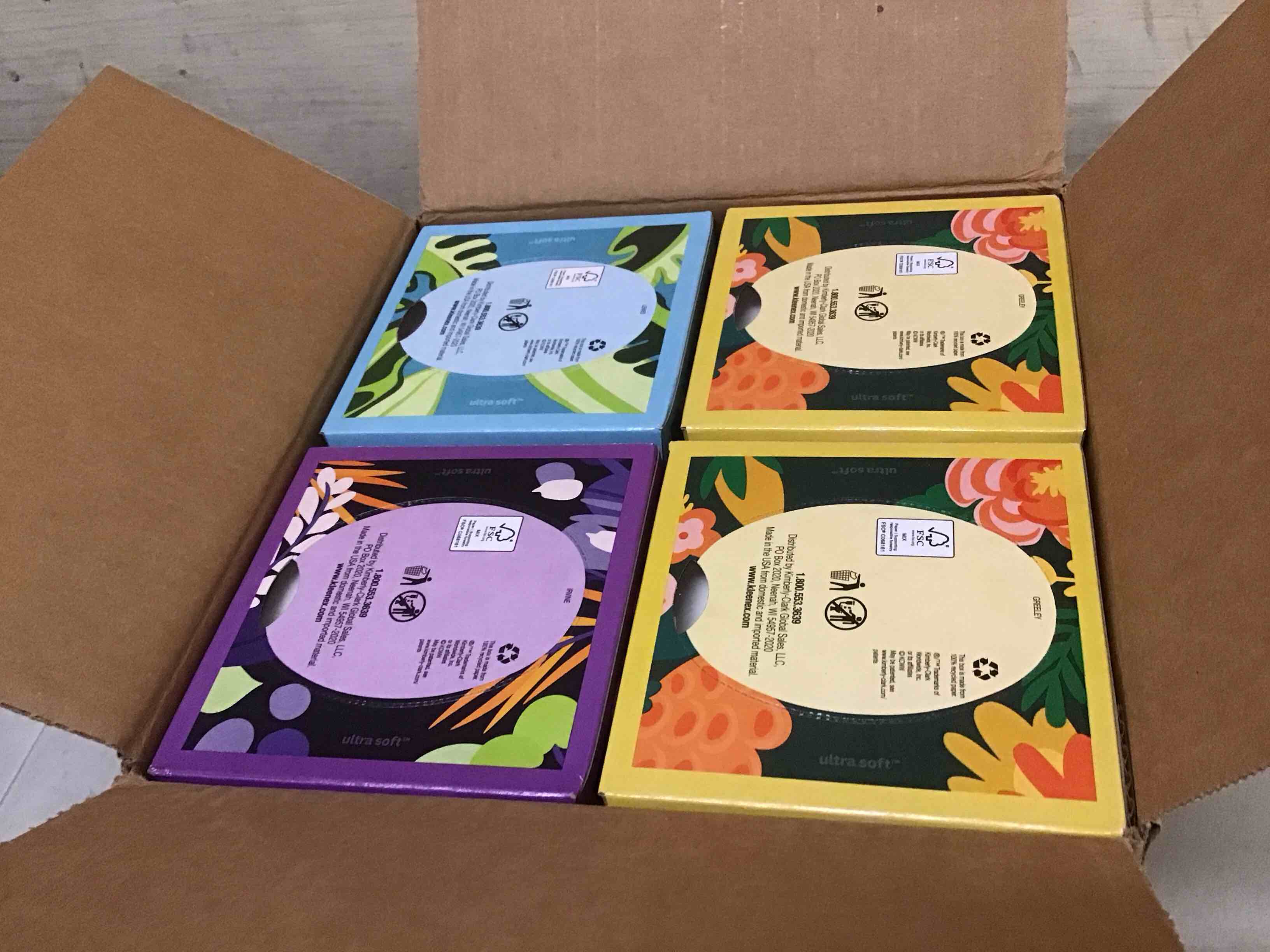 Condition photo showing New/Like New for kleenex ultra soft facial tissues, 8 cube boxes, 80 tissues per box, 3-ply, packaging may vary white 80 tissues (pack of 8)