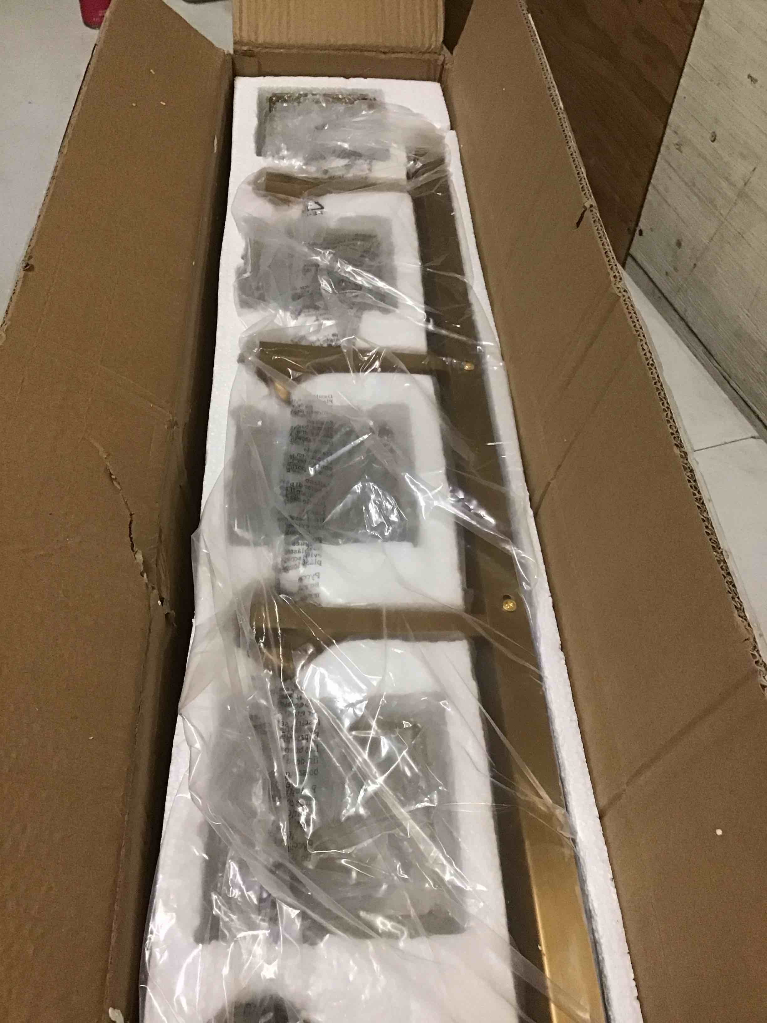 Condition photo showing New/Like New for aipsun bathroom lighting fixtures modern crystal vanity light brass 4 light bathroom vanity light gold 32 inch