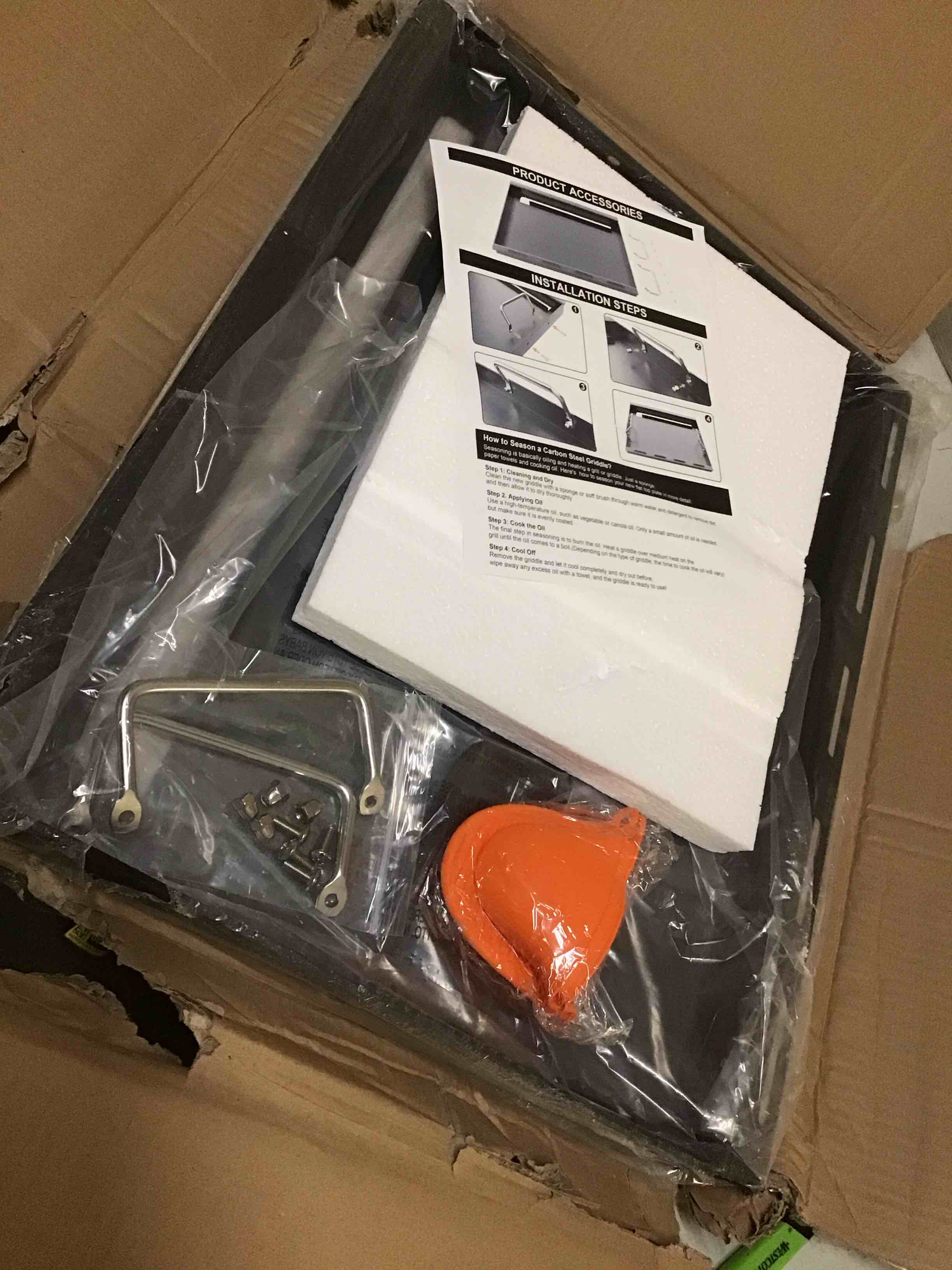 Condition photo showing New/Like New for 6787 full size griddle for weber gs4 spirit ii & i e310 e320 s310 s320,spirit s315, e315 spirit 2 grill flat top insert w/handles,7638 replacement parts for weber genesis silver/gold b/c,carbon steel 23.6" x 17.7" x 1.6"