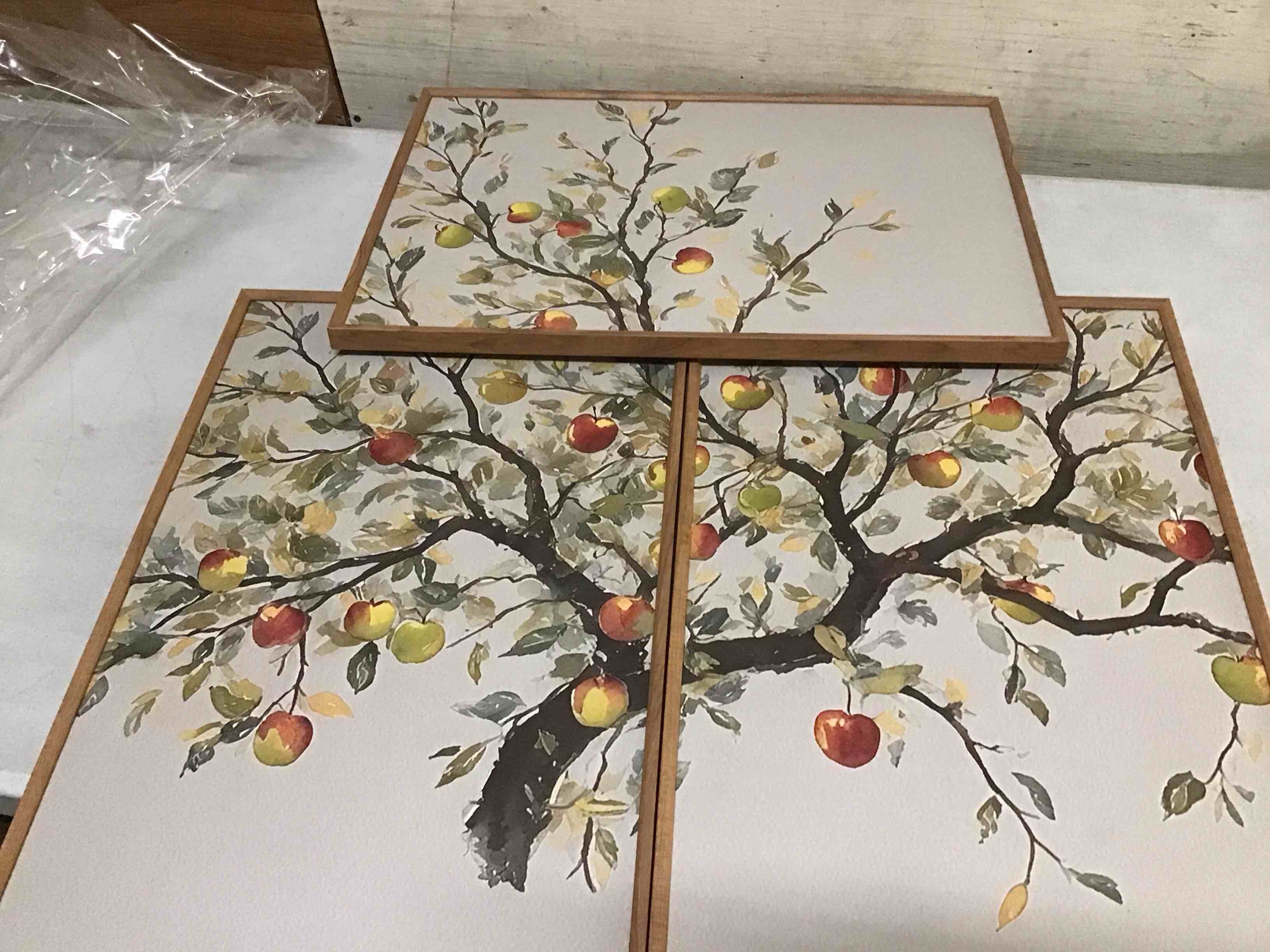 3 pieces vintage apple tree canvas wall art rustic farmhouse painting picture wall decor 