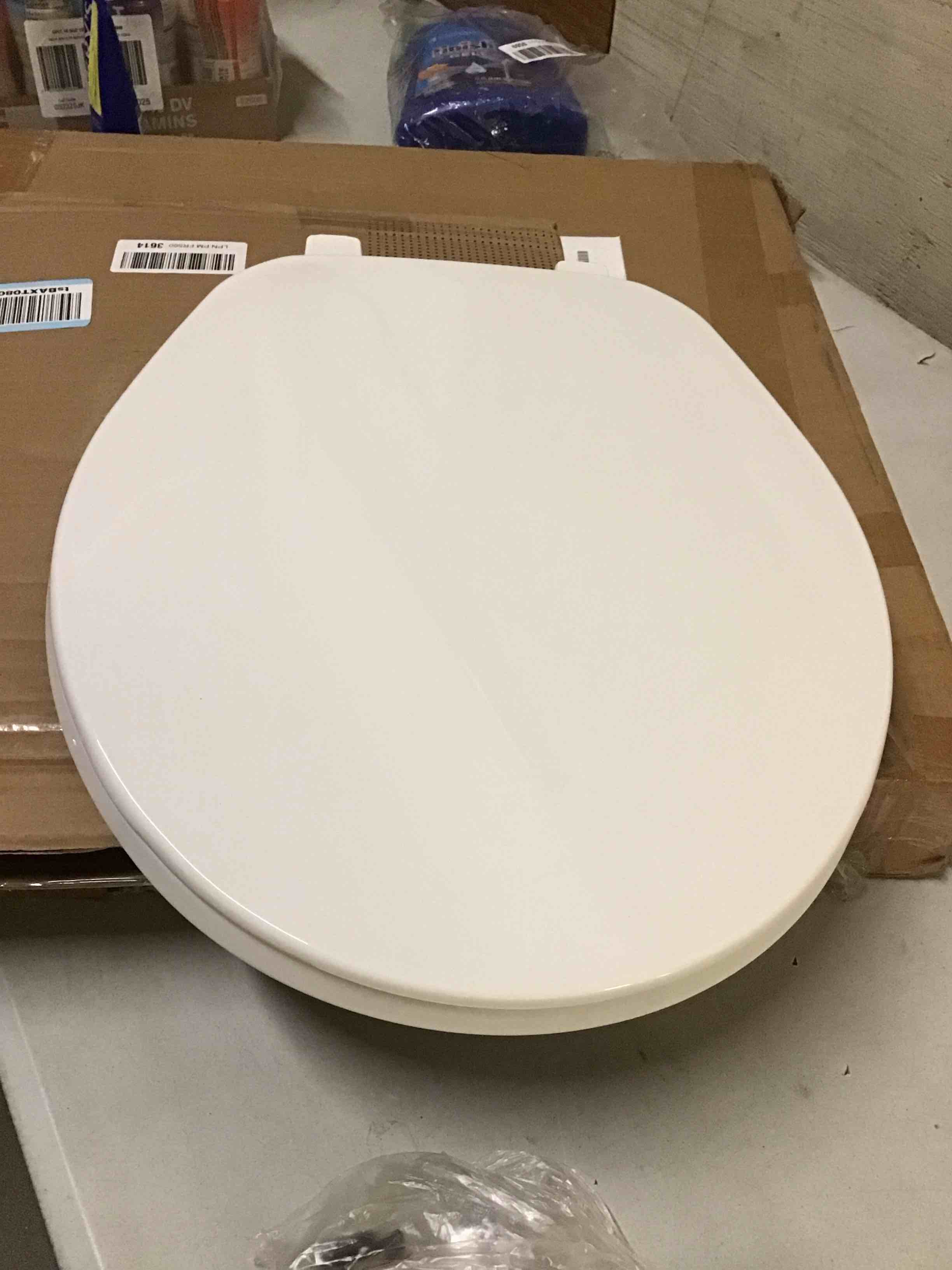 Condition photo showing As Is for bemis gr70 000 toilet seat  with cover  plastic  round  white