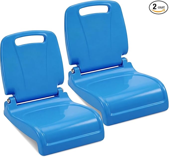 Karenhi 2 Pack Foldable Pool Seat Portable Poolside Chair Stadium Seats with Back Support for Poolside Tailgating Beach Camping Picnic Chair Indoor Outdoor Blue