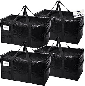 rugged rhino 4 pack heavy duty extra large moving bags, durable bag with strong handles and zipper, 