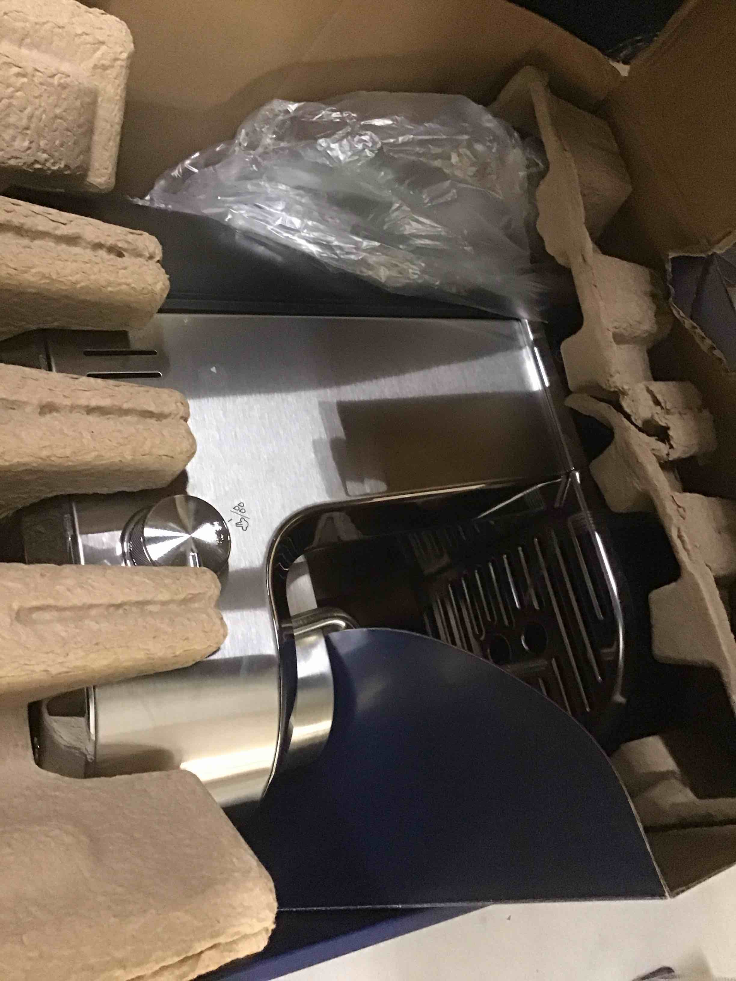 Condition photo showing As Is for de’longhi dedica maestro espresso machine with milk frother, 15-bar pump & temperature control - barista coffee maker kit for espresso, latte, cappuccino & iced coffee - italian stainless steel design manual frother