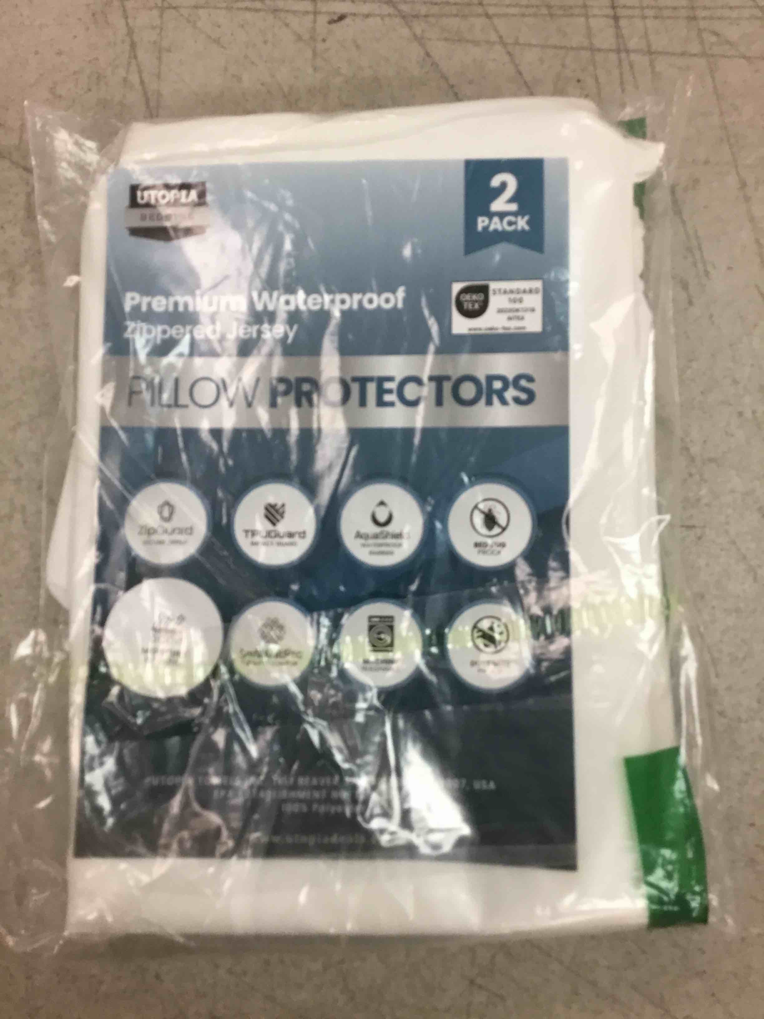 Condition photo showing New/Like New for set of 2 pillow protectors with zipper queen size, pillow covers | ultra soft pillow encasements, bed bug & dust mite proof, moisture wicking and waterproof pillow cases by utopia bedding