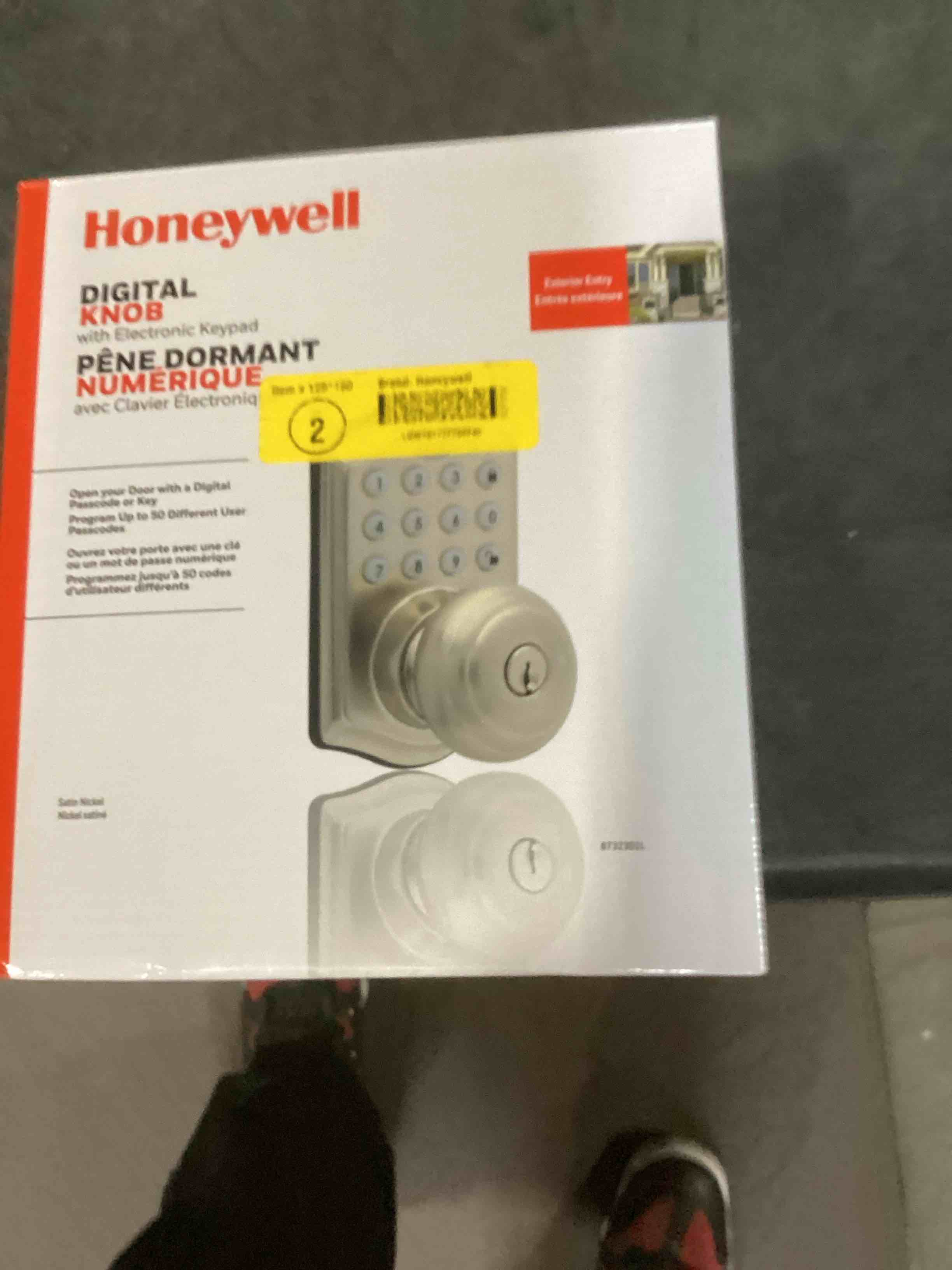 Honeywell Satin Nickel Digital Knob Electronic Keypad Entry Door Lock