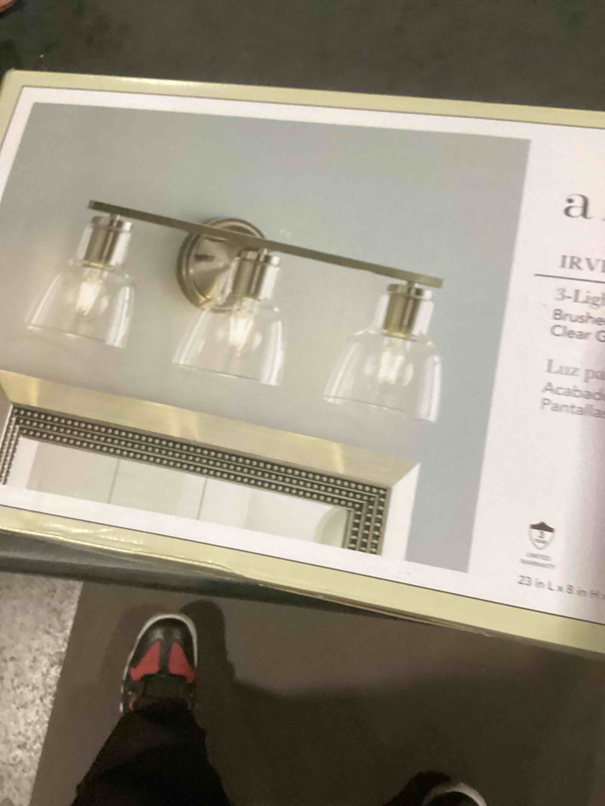 Allen + Roth Irvine 3-light vanity light brushed nickel finish clear glass shades 