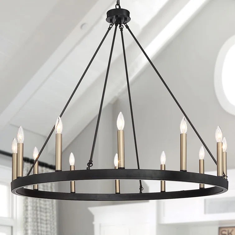 12 light dimmable wagon wheel chandelier 