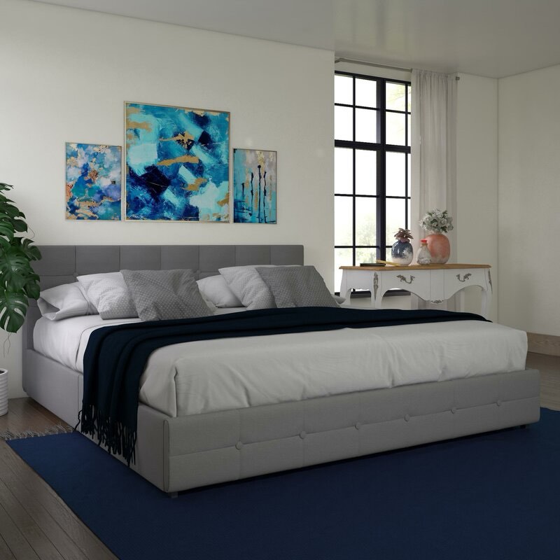 houchins upholstered storage platform bed