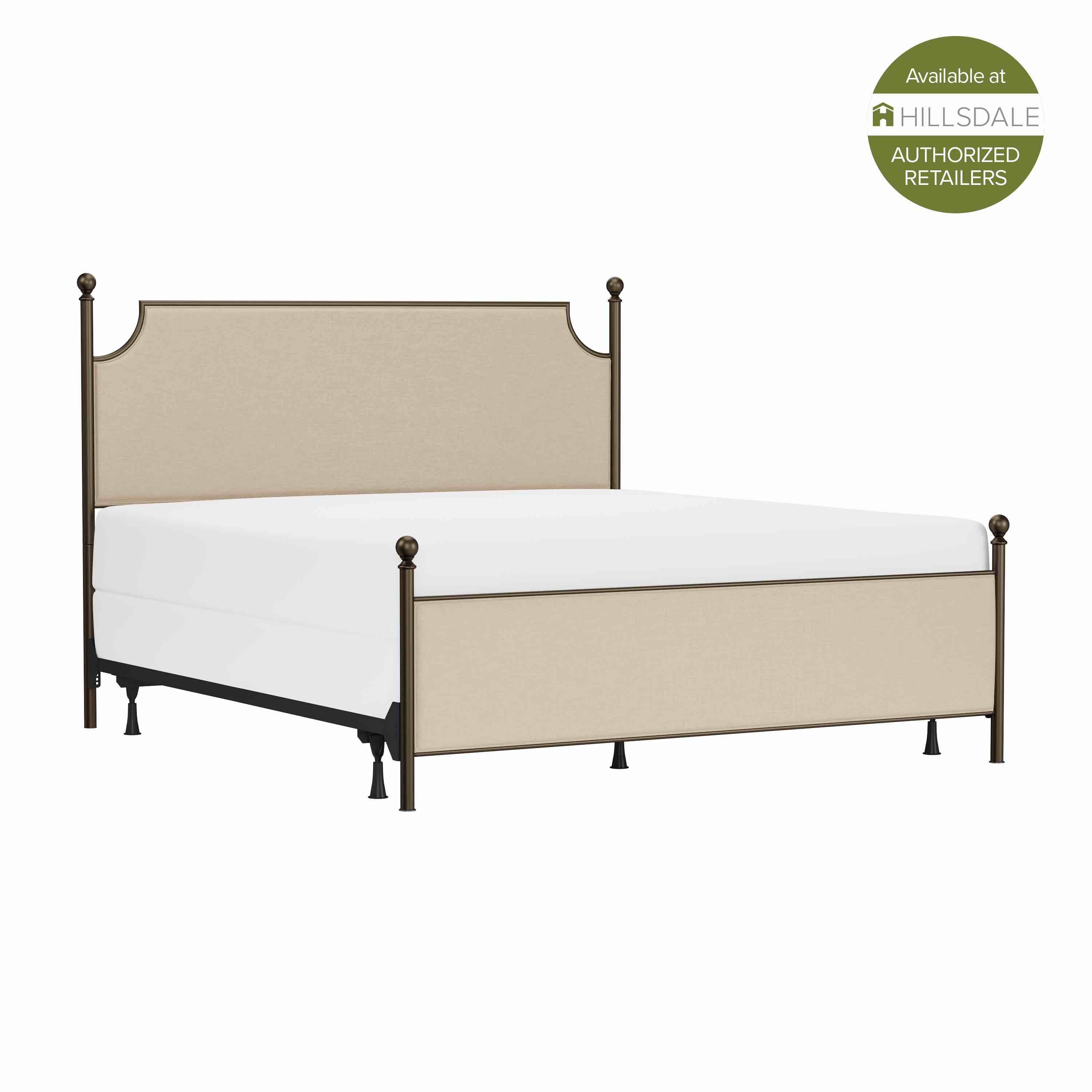 McArthur king metal and upholstered headboard and footboard (bronze linen stone)
