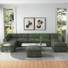 Arfsten Anagel 160'' Wide Symmetrical Modular Corner Sectional with Ottoman Body Fabric: Green