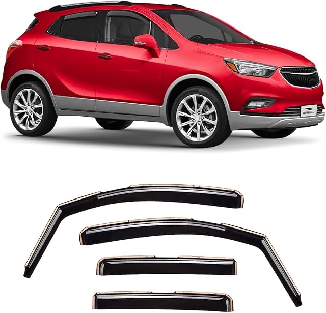 Voron Glass in-Channel Extra Durable Rain Guards for Buick Encore 2013-2023, Window Deflectors, Vent Window Visors, 4 Pieces - 200279, Black