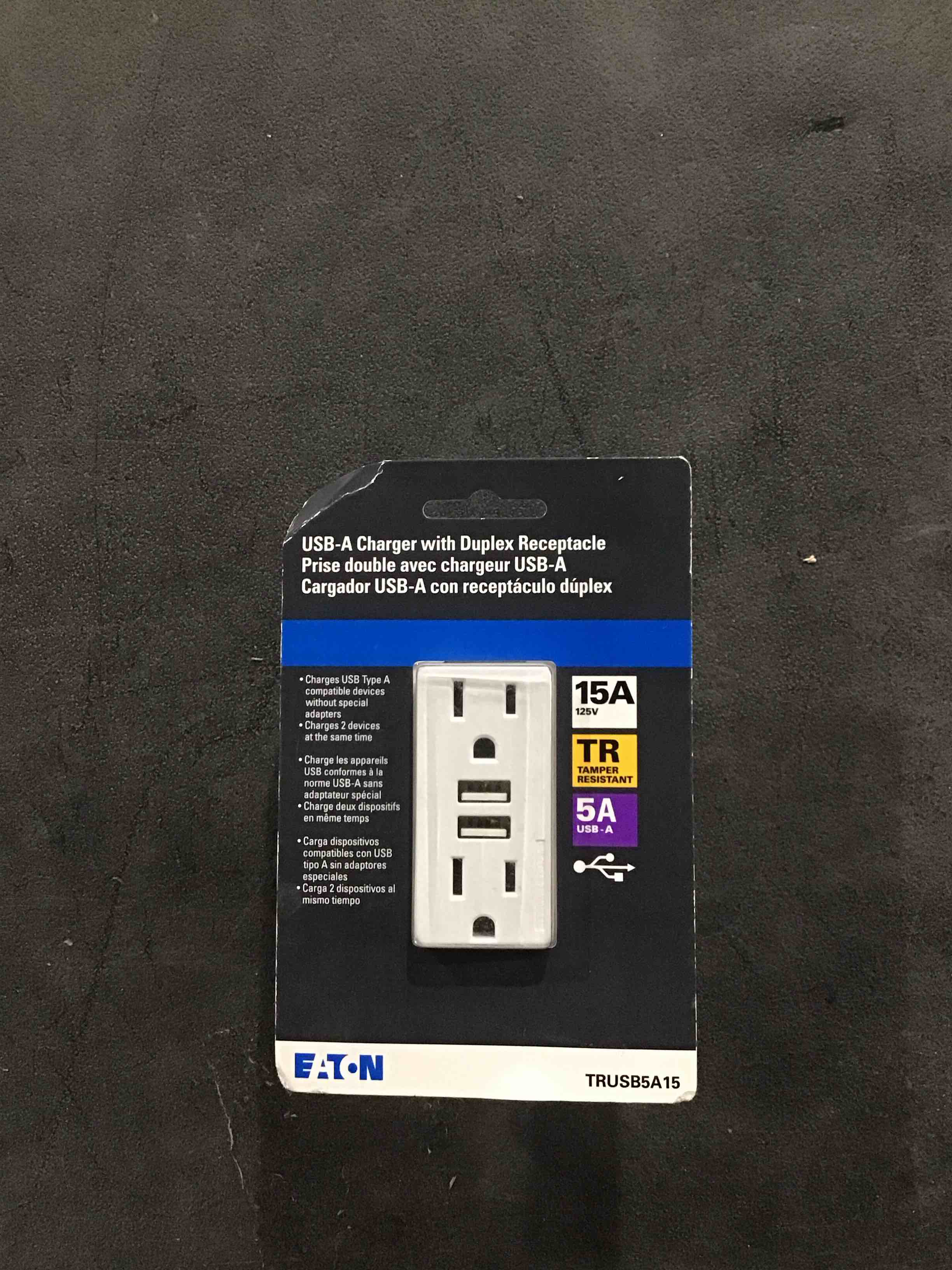 USB-A charger with duplex receptacle 