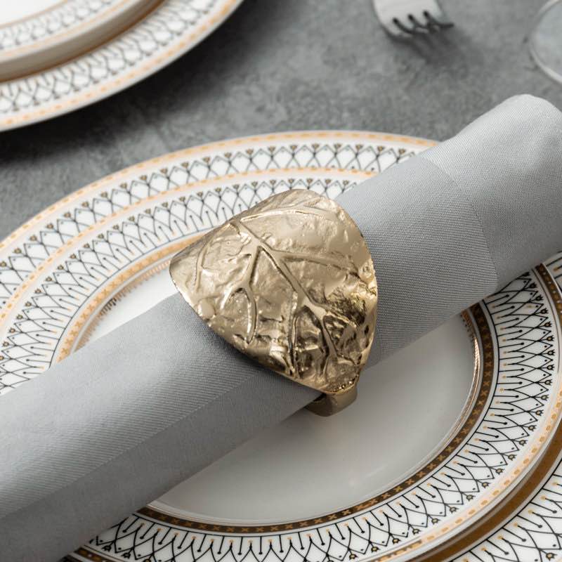 leaf gold napkin ring set of 6