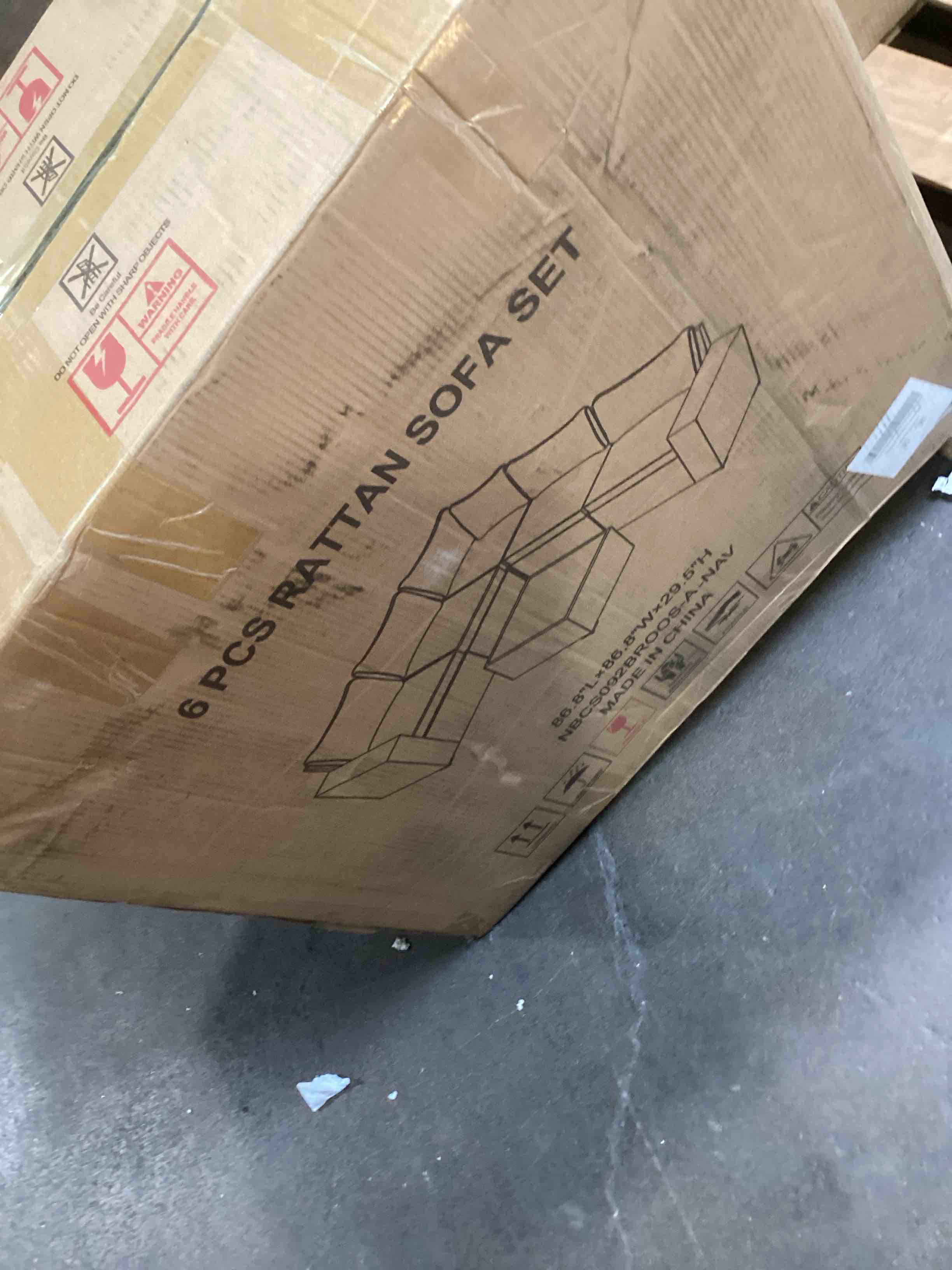 Condition photo showing Good Condition for Earling 5 - Person Modular Wide Armrest Outdoor Rattan Sectional Seating Group