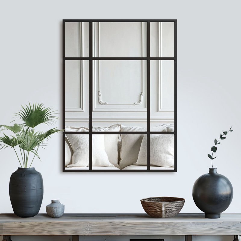 matherly window pane metal framed wall mirror wayfair 