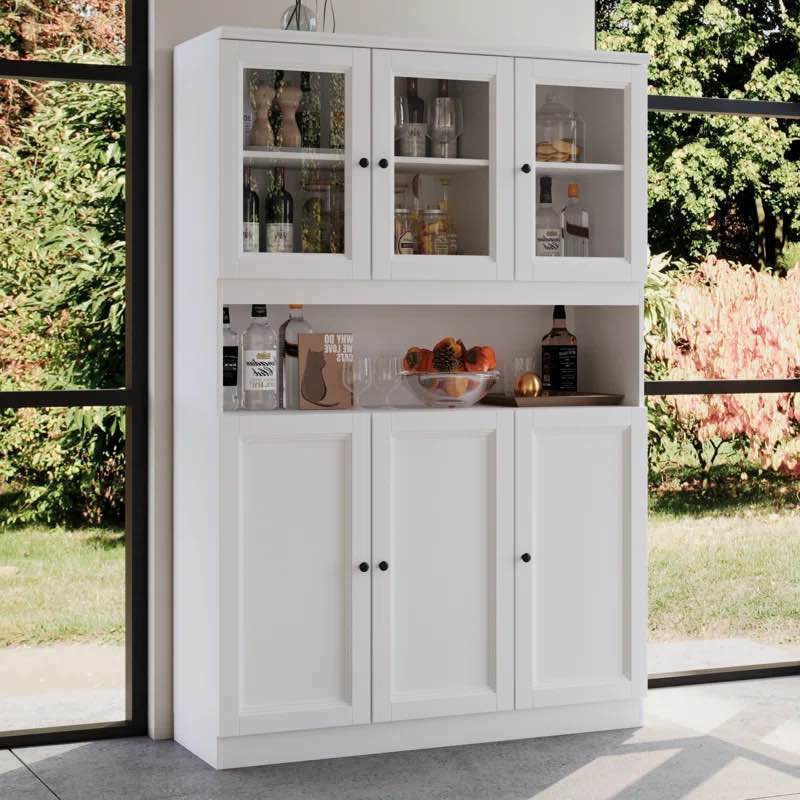 6 Door Wine Bar Cabinet With Adjustable Panels