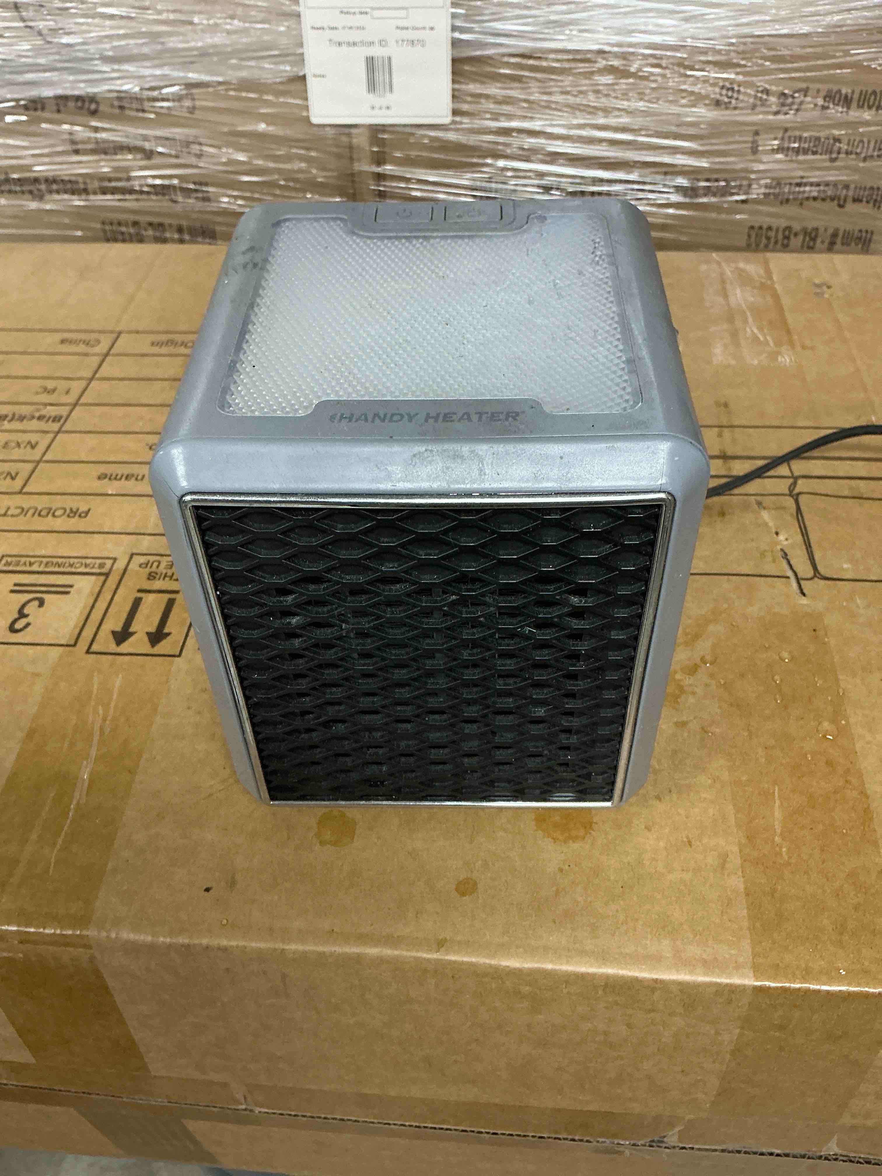 Condition photo showing As Is for Ontel Handy Heater Pure Warmth 1200W Personal Ceramic Space Heater with Adjustable Heat - Portable, Quiet & Energy Efficient Small Space Heater for Bedroom, Office, Garage & More