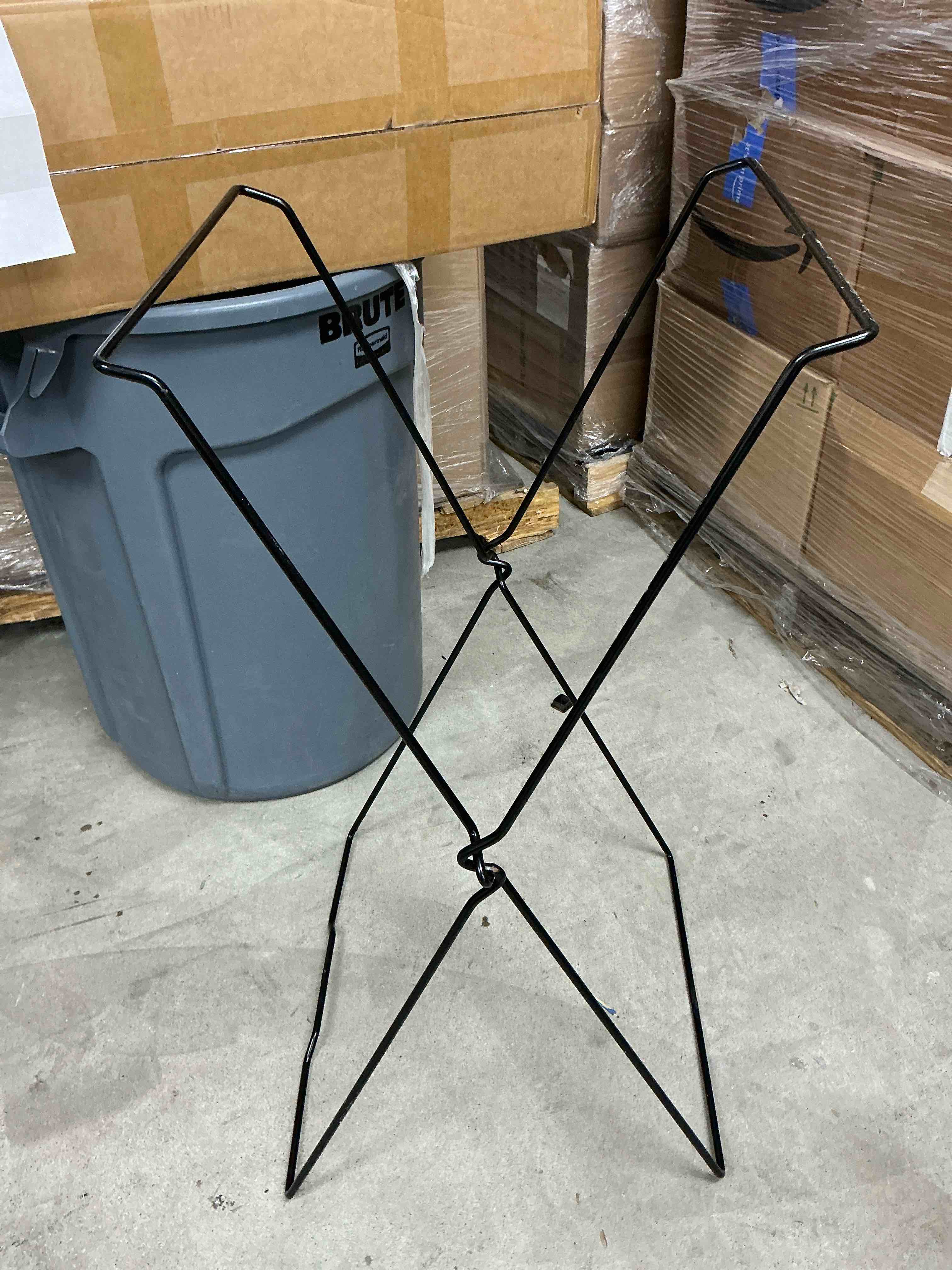 Condition photo showing As Is for black metal tray stand