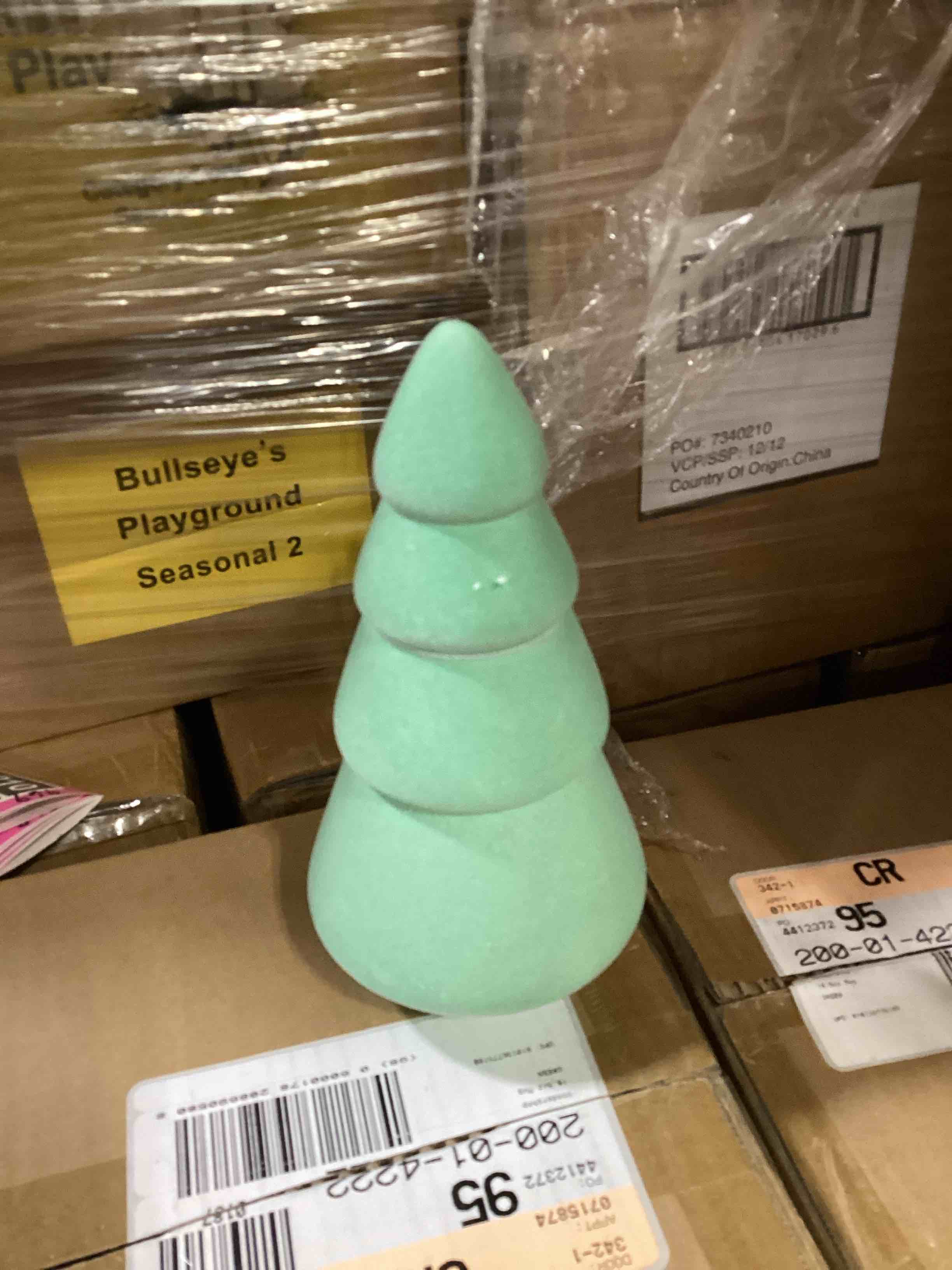 Mint Green Flocked Ceramic Christmas Tree