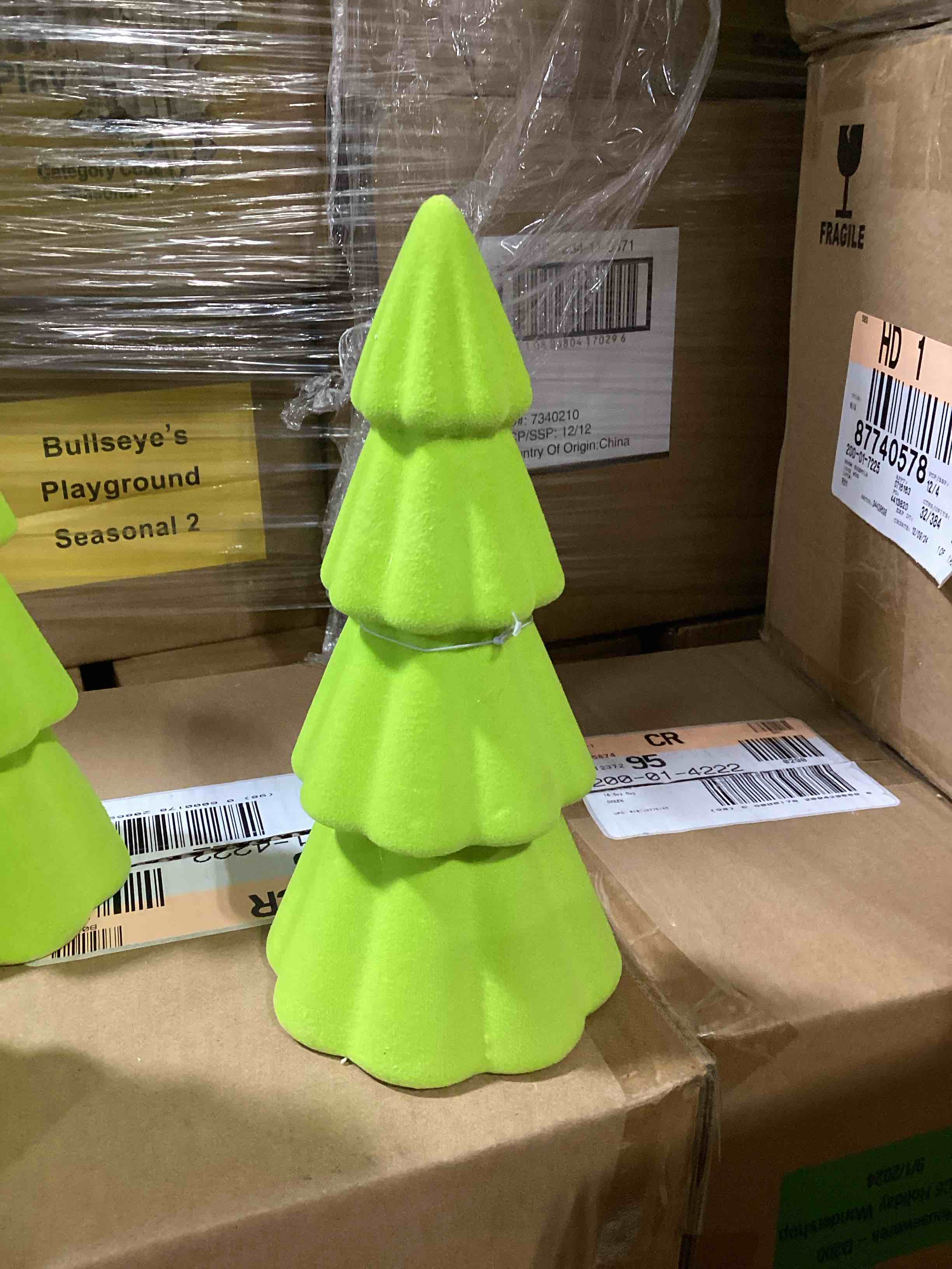 Neon Green Flocked Ceramic Christmas Tree