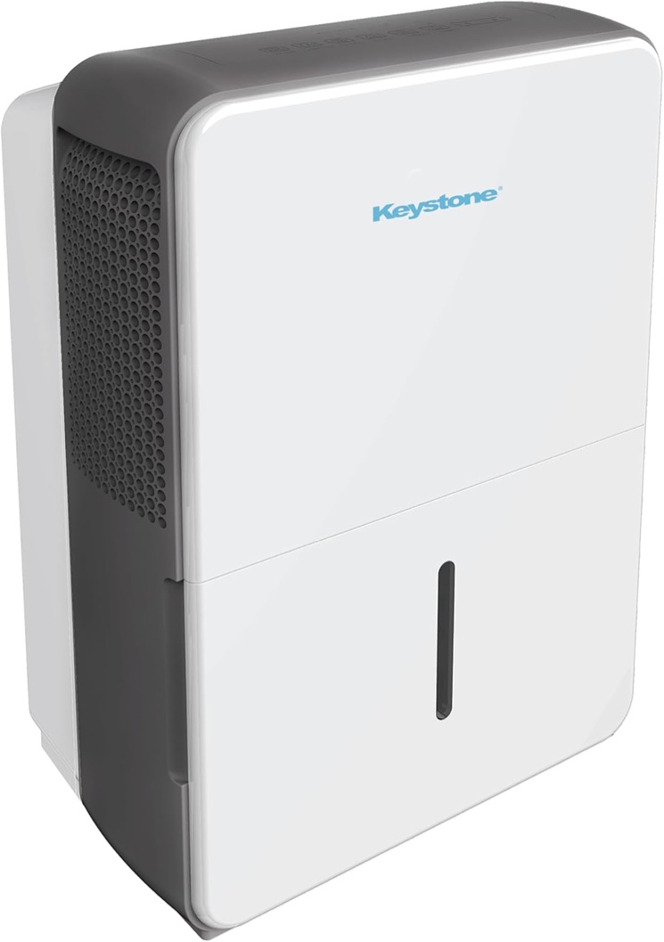 Keystone 50-Pint Portable Dehumidifier for Extra Large Rooms up to 4,500 Sq.Ft. with Auto-Shutoff & Timer - Quiet Home Dehumidifier and Moisture Absorber For Basement, Garage, Living Room