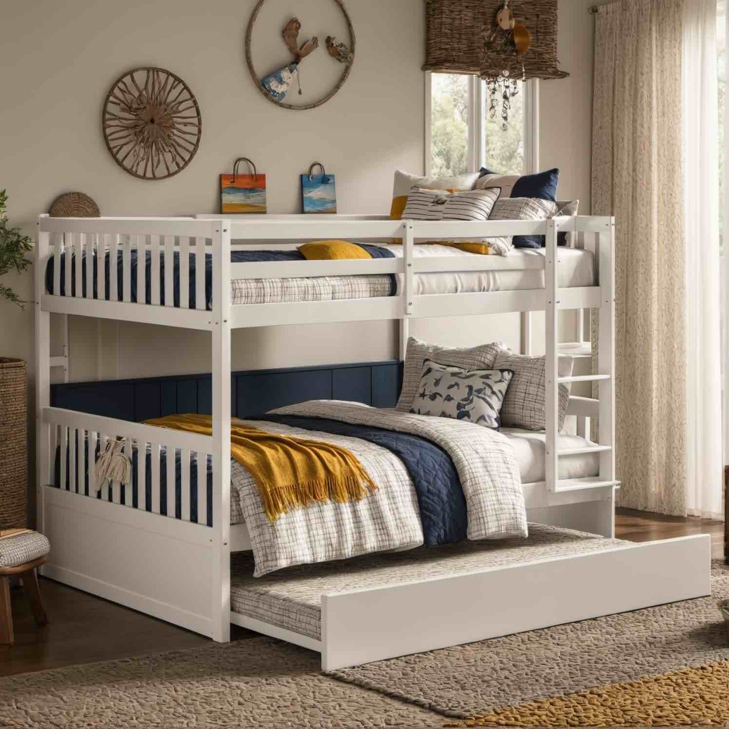Full Over bunk bed with trundle white  W5043370