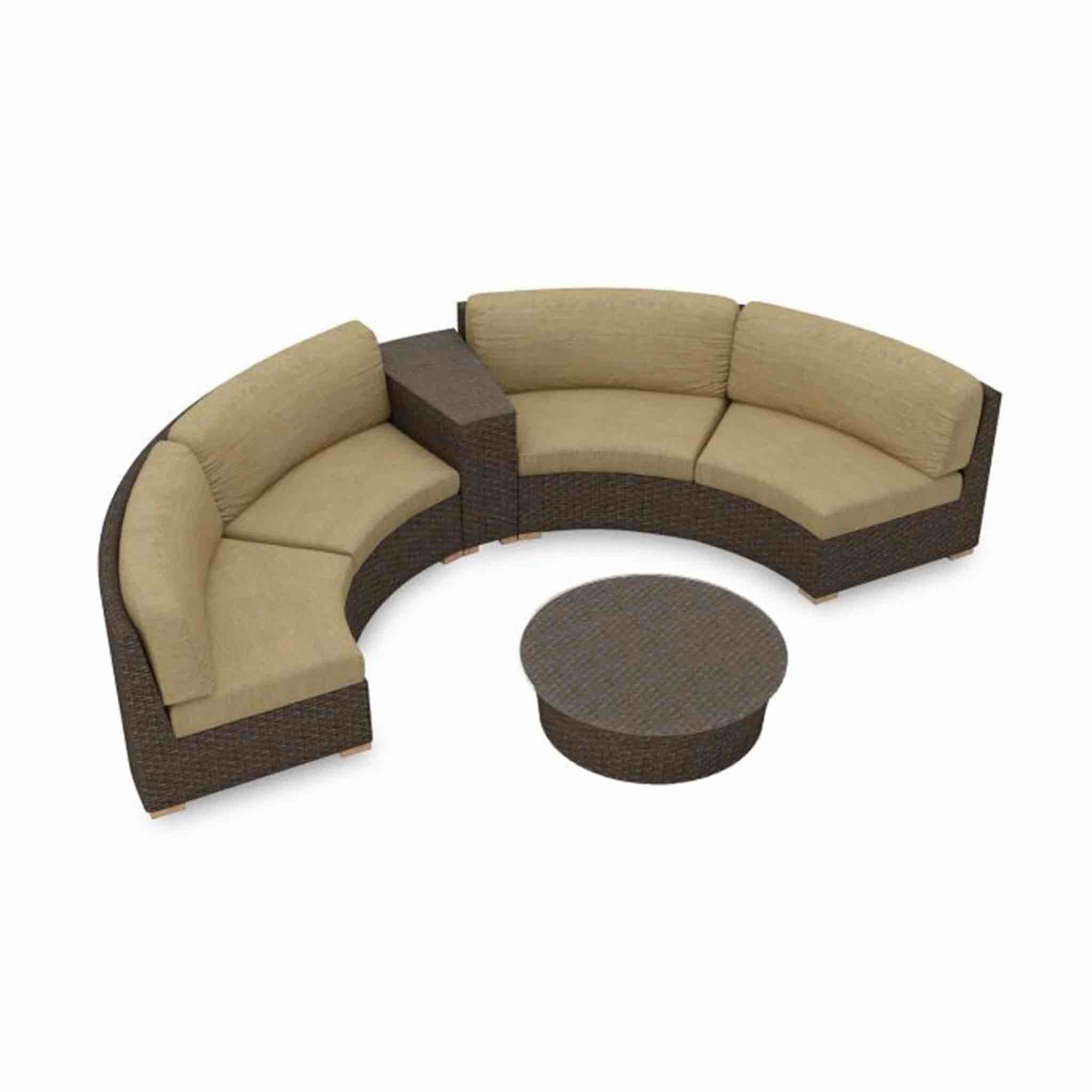 Rattan Sofa set WF301322AAD Brown wicker + Grey cushion 