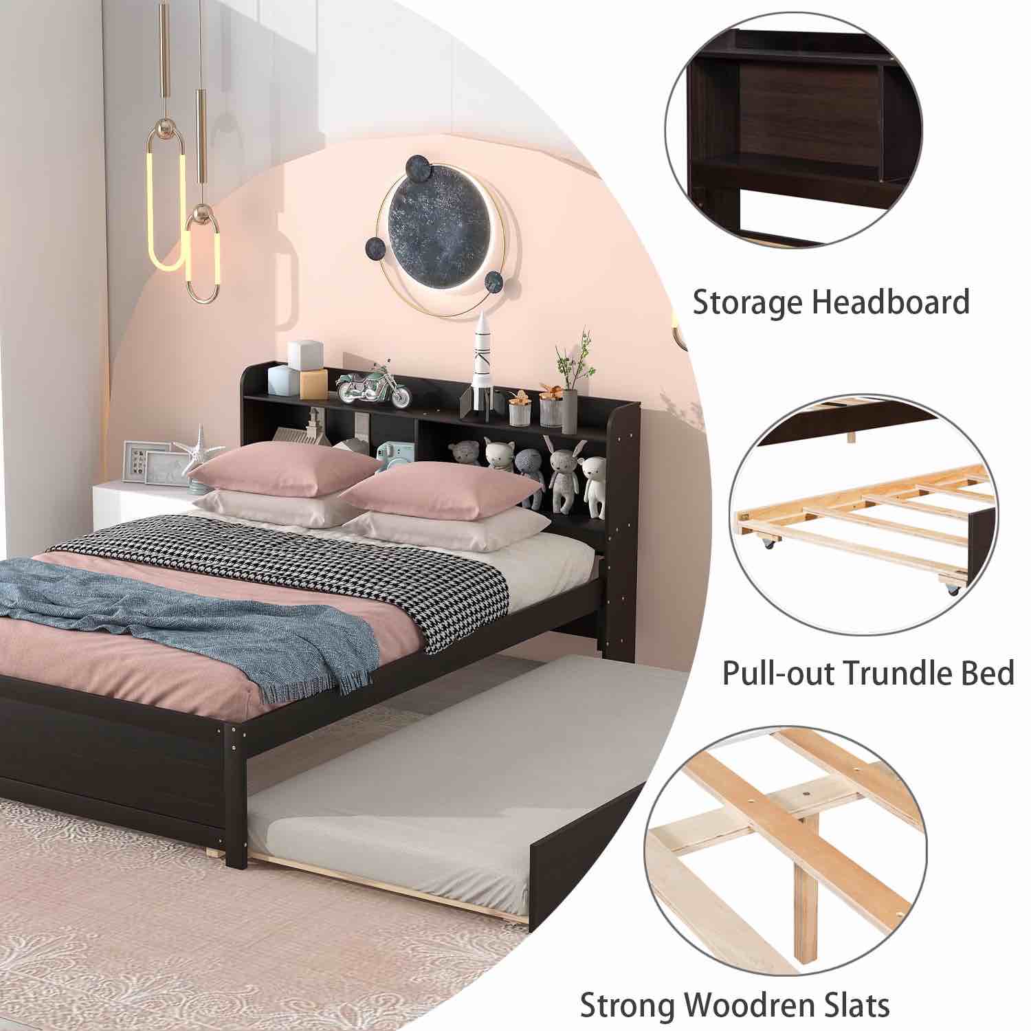 Full. Bed with trundle- espresso WF28215AAP