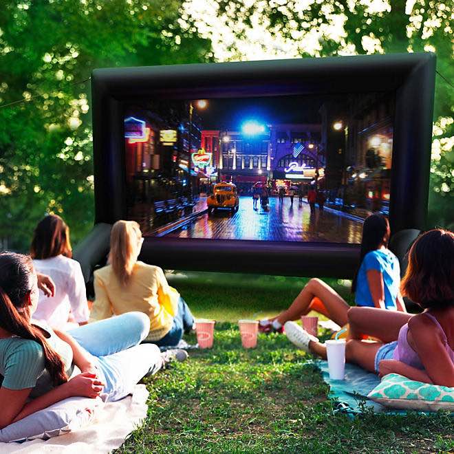 Inflatable outdoor Screen 10.6 feet black built in stand 
