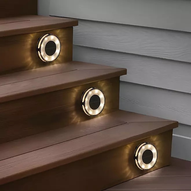members mark matte black led solar disc lights 6 pk