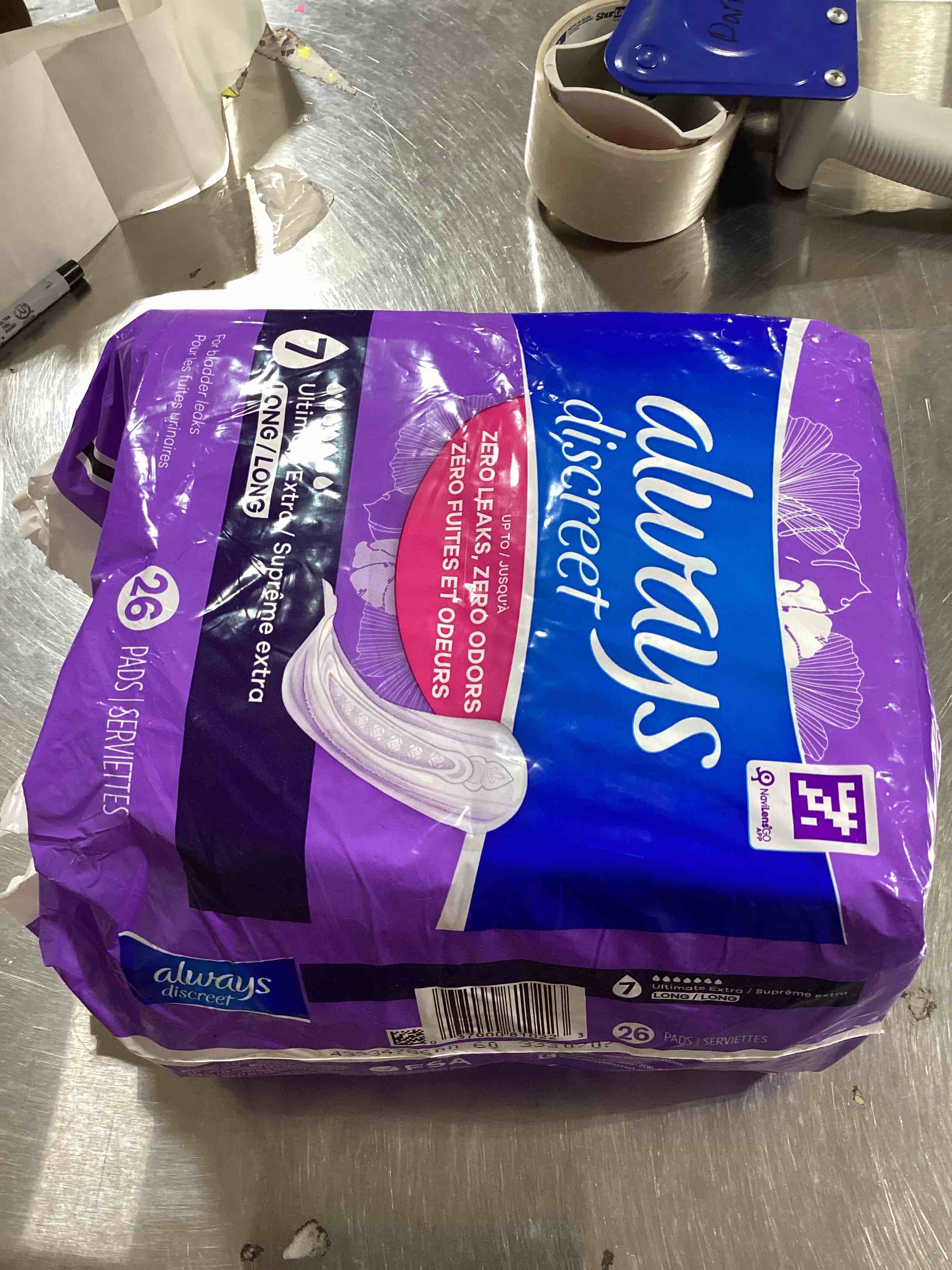 Always Discreet Incontinence Pads for Women and Postpartum Pads, Ultimate Extra Protect, 26 CT, up to 100% Bladder Leak Protection