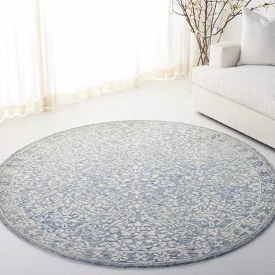 Lauren Ralph LRL6935M blue ivory 7x7 round 