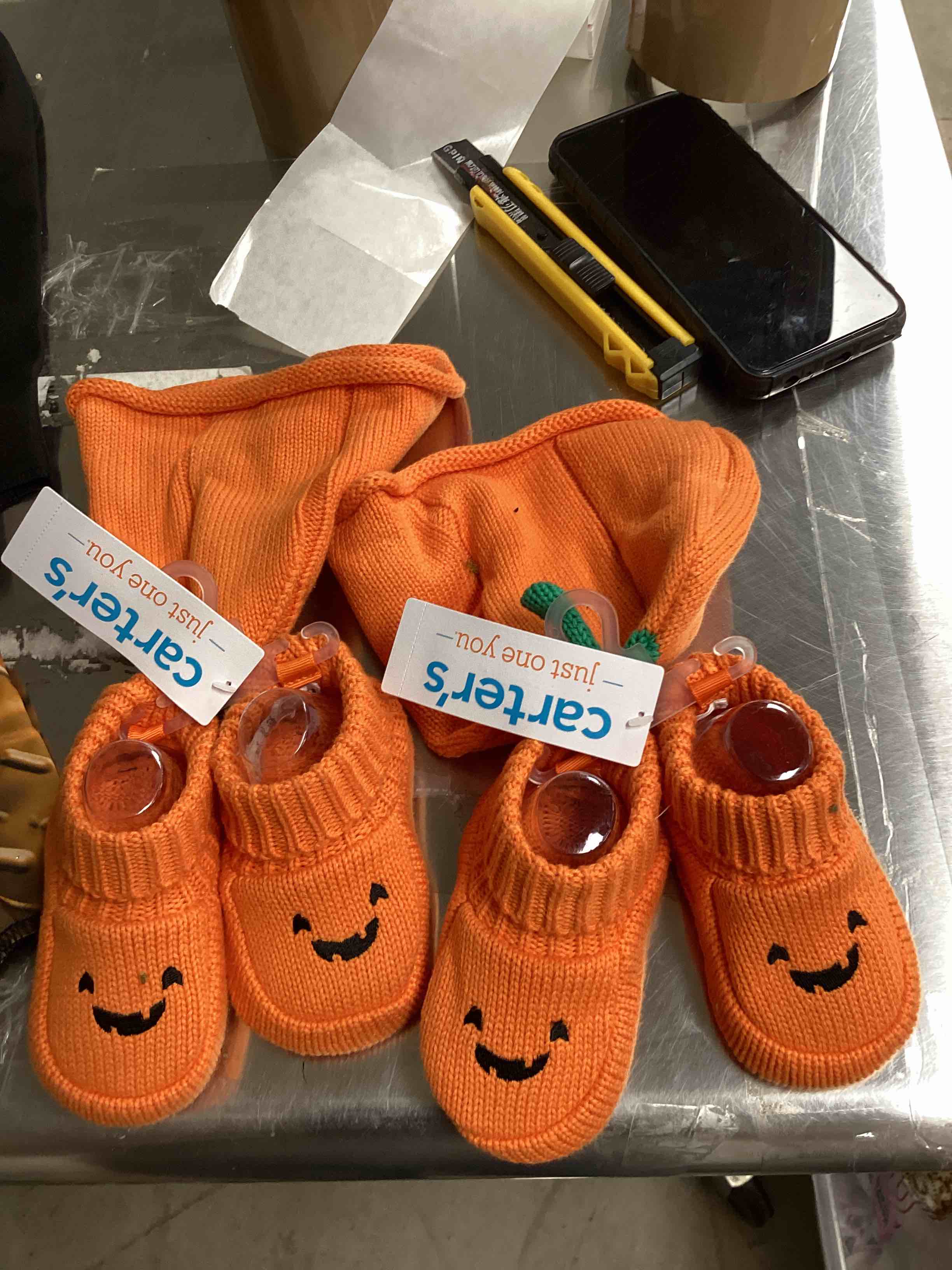 carter's just one you® baby halloween hat & booties set - orange 0-12m