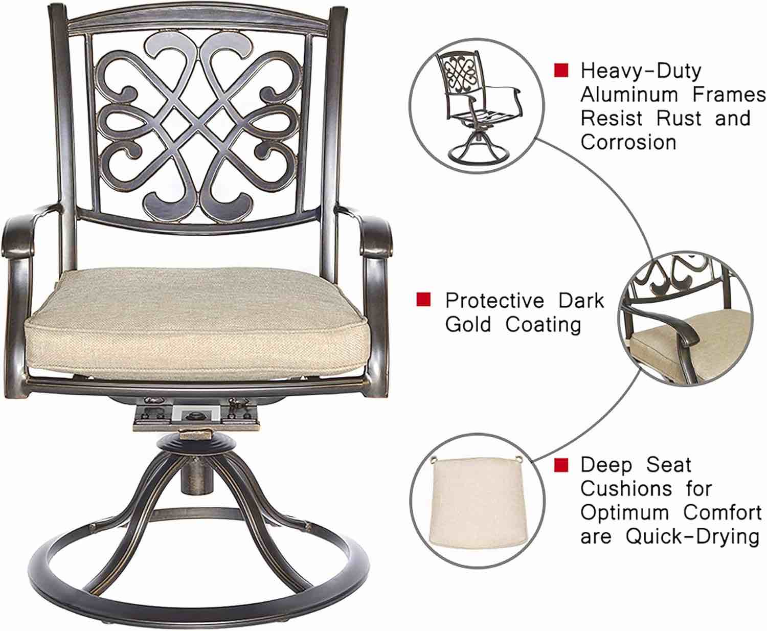 Cast aluminum swivel rocker model:TN-960/Travertine 