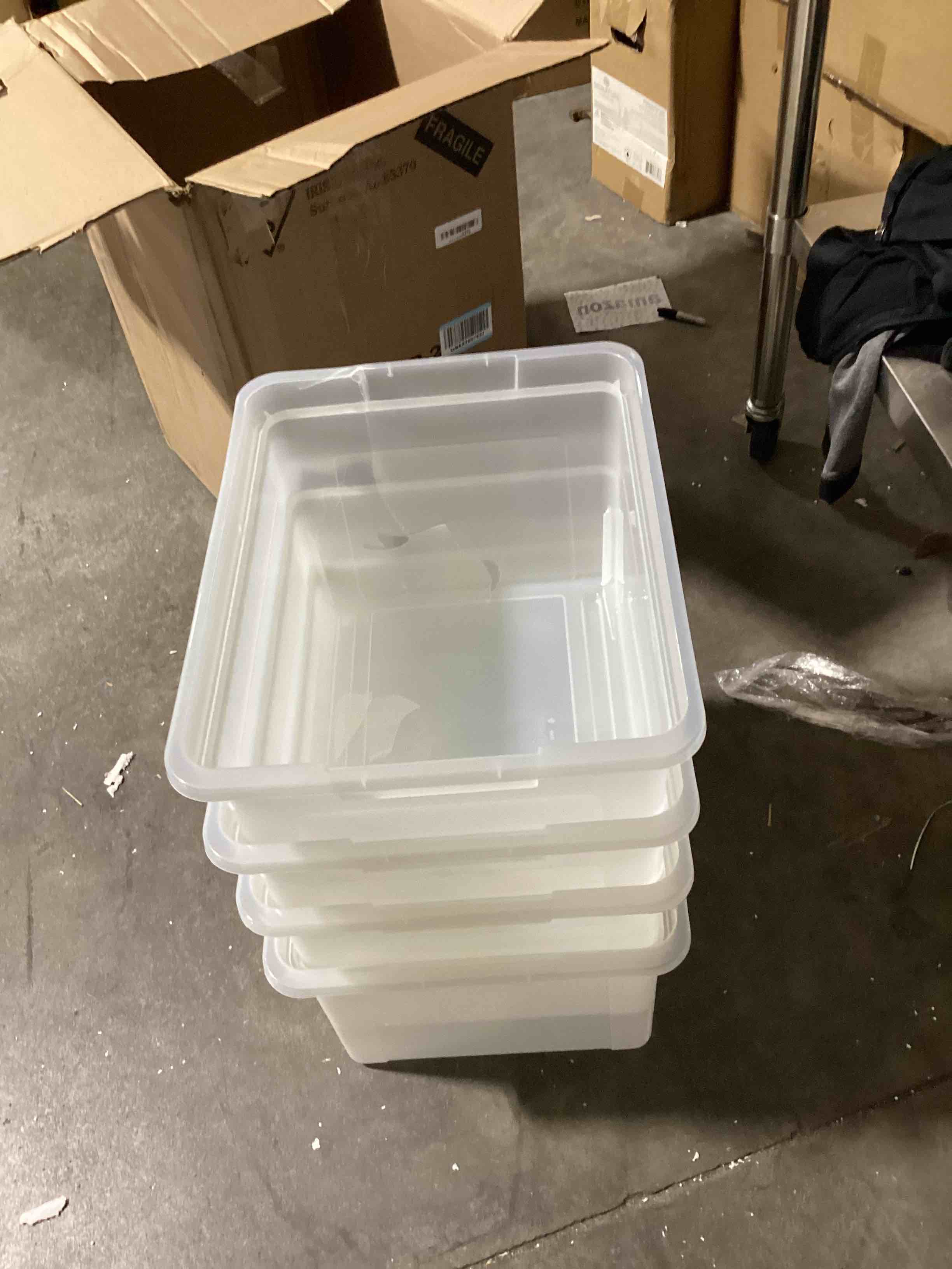 Plastic Clear totes with lids set of 4 