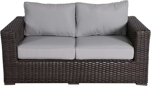 Mallin cushion woven love seat HE-582 Taupe/ Antique beige/ grey wash
