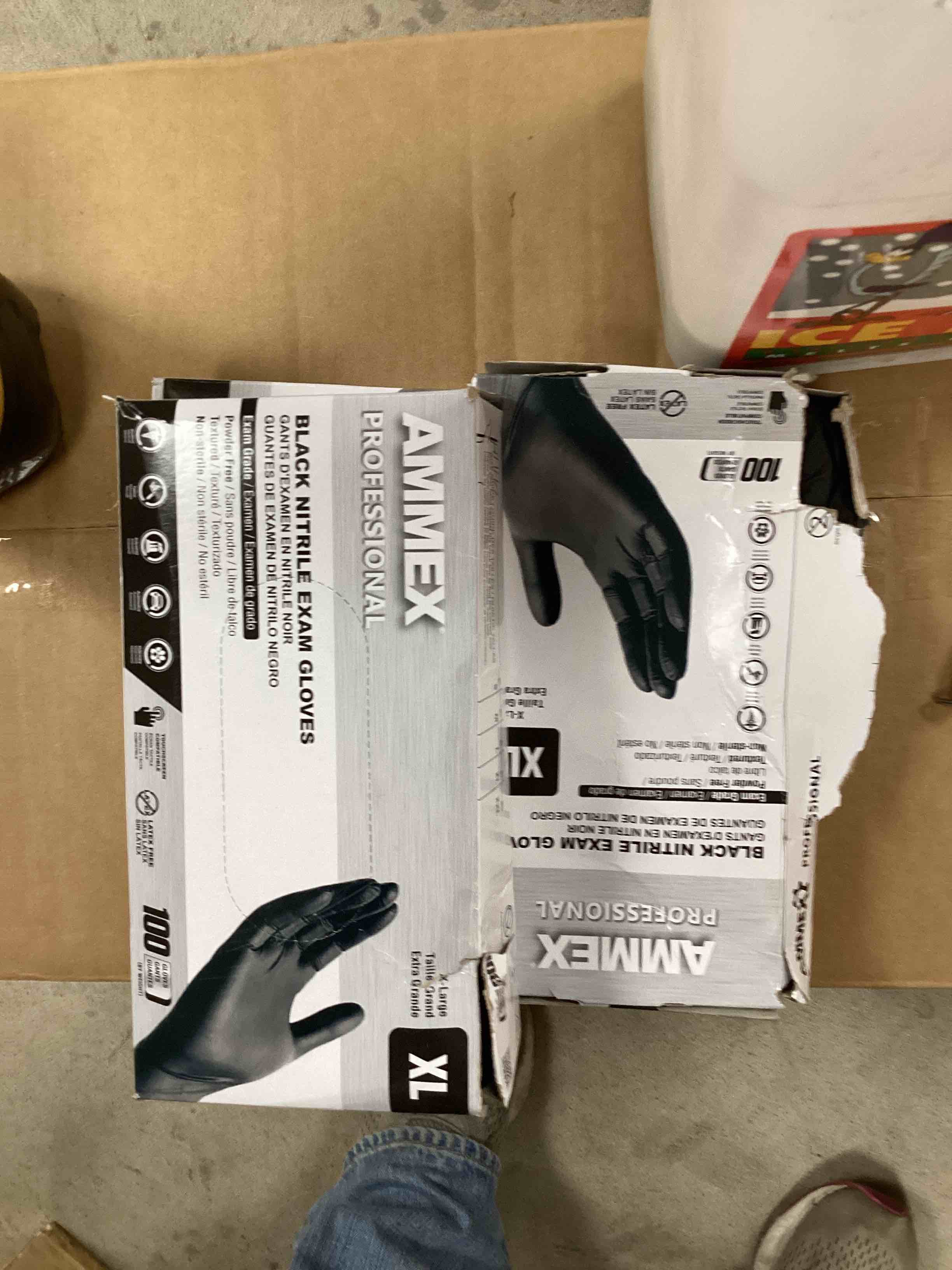 ammex black nitrile exam gloves, box of 100, 3 mil, size x-large, latex free, powder free, textured,