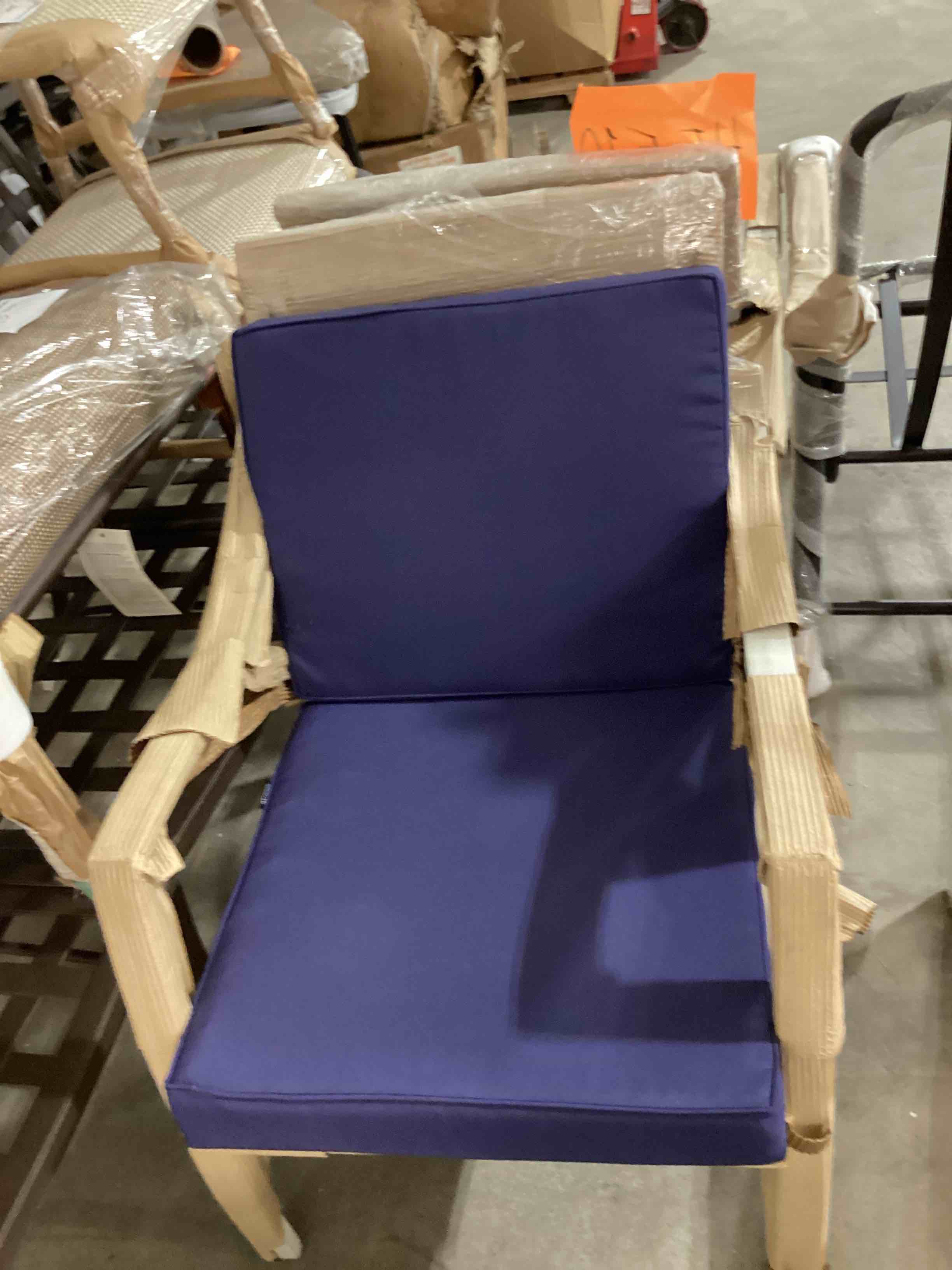 blue cushion outdoor chair 