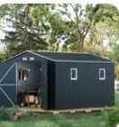 MistMo 10x12 ft Steel Shed, 7.5ft Tall, Double Doors, 2 Windows, 4 Vents - Garden & Patio Storage