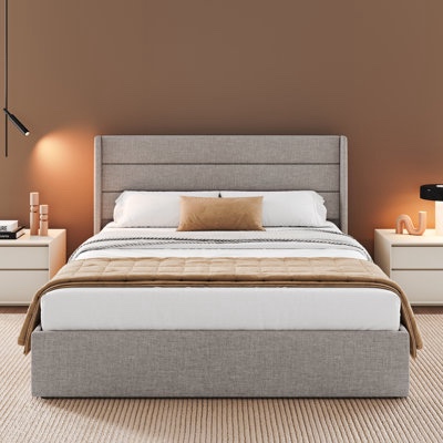 ( incomplete,only 1box)Valire Upholstered Wingback Storage Bed