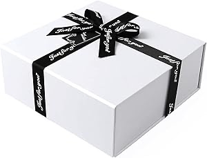 JiaWei Gift Box 9.05×8.85×3.54 Inches, White Bridesmaid Proposal Box for Halloween Thanksgiving Christmas Children's Day, Magnetic Gift Box for Present, Wedding,Christmas. Pack of 5