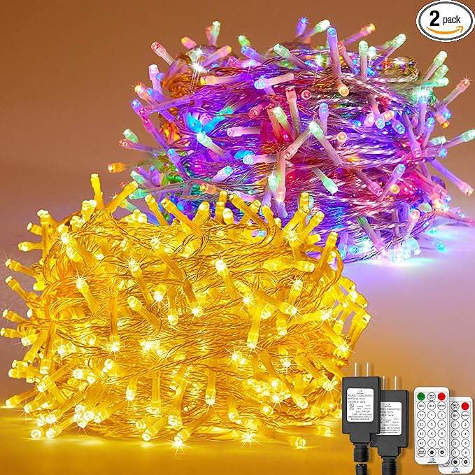 Selarlyt 2 Pack 360FT 1000 LED Christmas Lights?Extra-Long Outdoor Indoor Plug in String Lights?Waterproof 11 Modes Christmas Tree Lights with Remote for Bedroom Wedding Party Decorations
