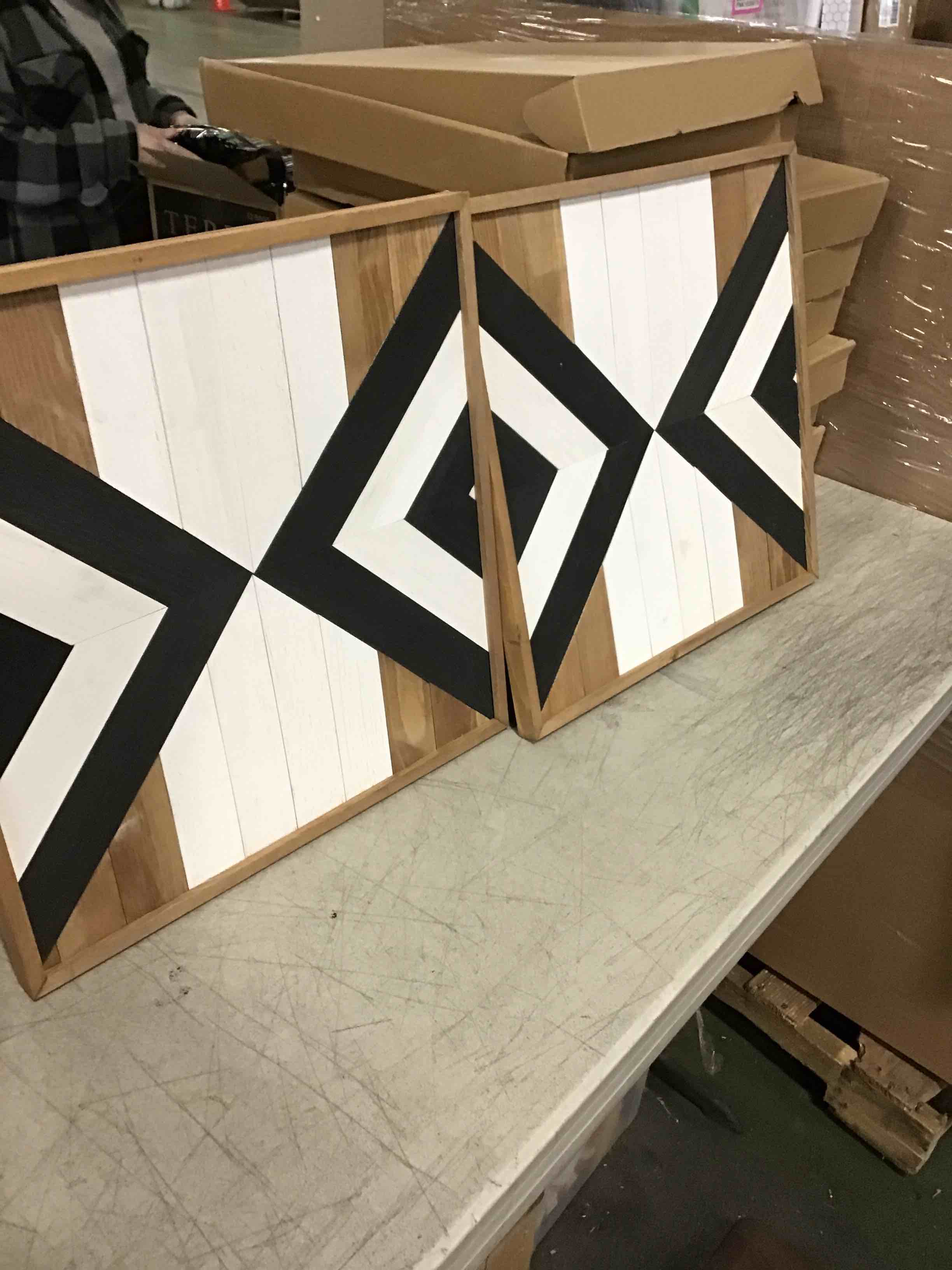 Wood Wall Decor, Geometric Wood Wall Art for Living Room, Bedroom, Dining Room, Bathroom, Home Office Decoration (15.8" x 15.8") x 2 Panels