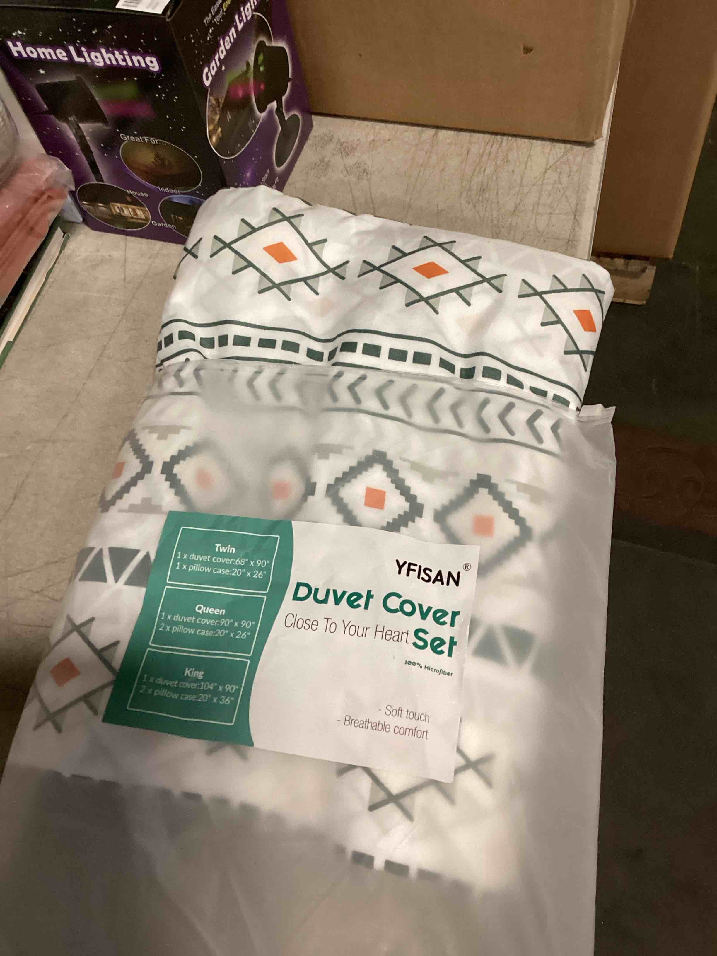 YFISAN Bohemian Duvet Cover Set Full/Queen Size Boho Orange Comforter Cover Set Full 90"x90" Geometric Lightweight Soft Chic 3 Pieces Breathable Bedding Set (No Comforter Included?Style 4, Queen)