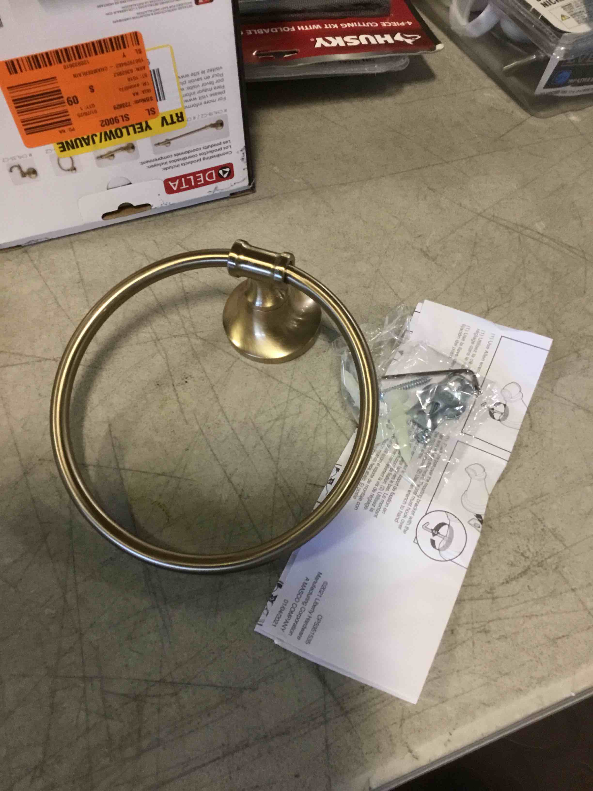 Delta Chamberlain Wall Mount Towel Ring in Champagne Bronze