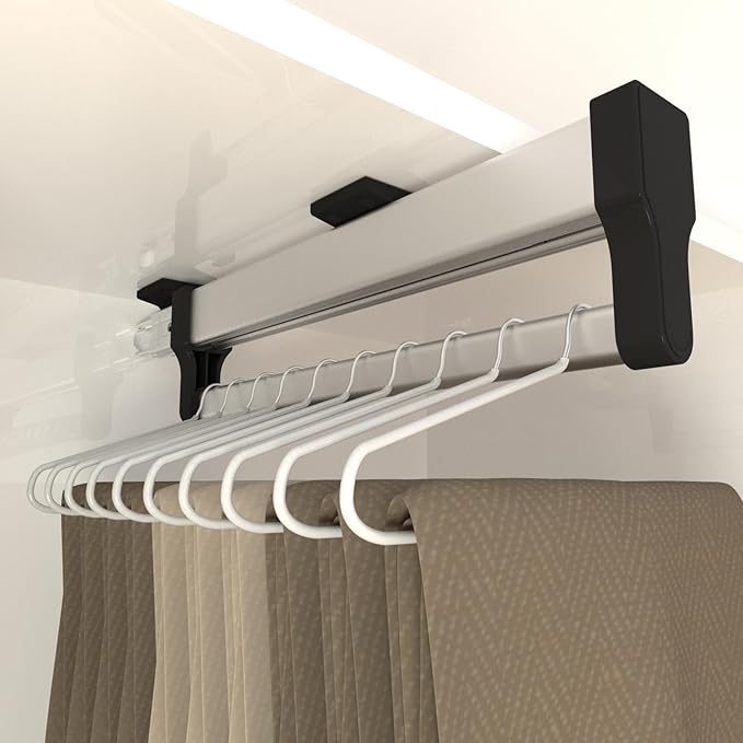Closet Clothes Hanger Rail Pull Out Pants Rack Trousers Rack Closet Organizer Rack for Pants and Coat Pull-Out Closet Rod (Color : stainless steel