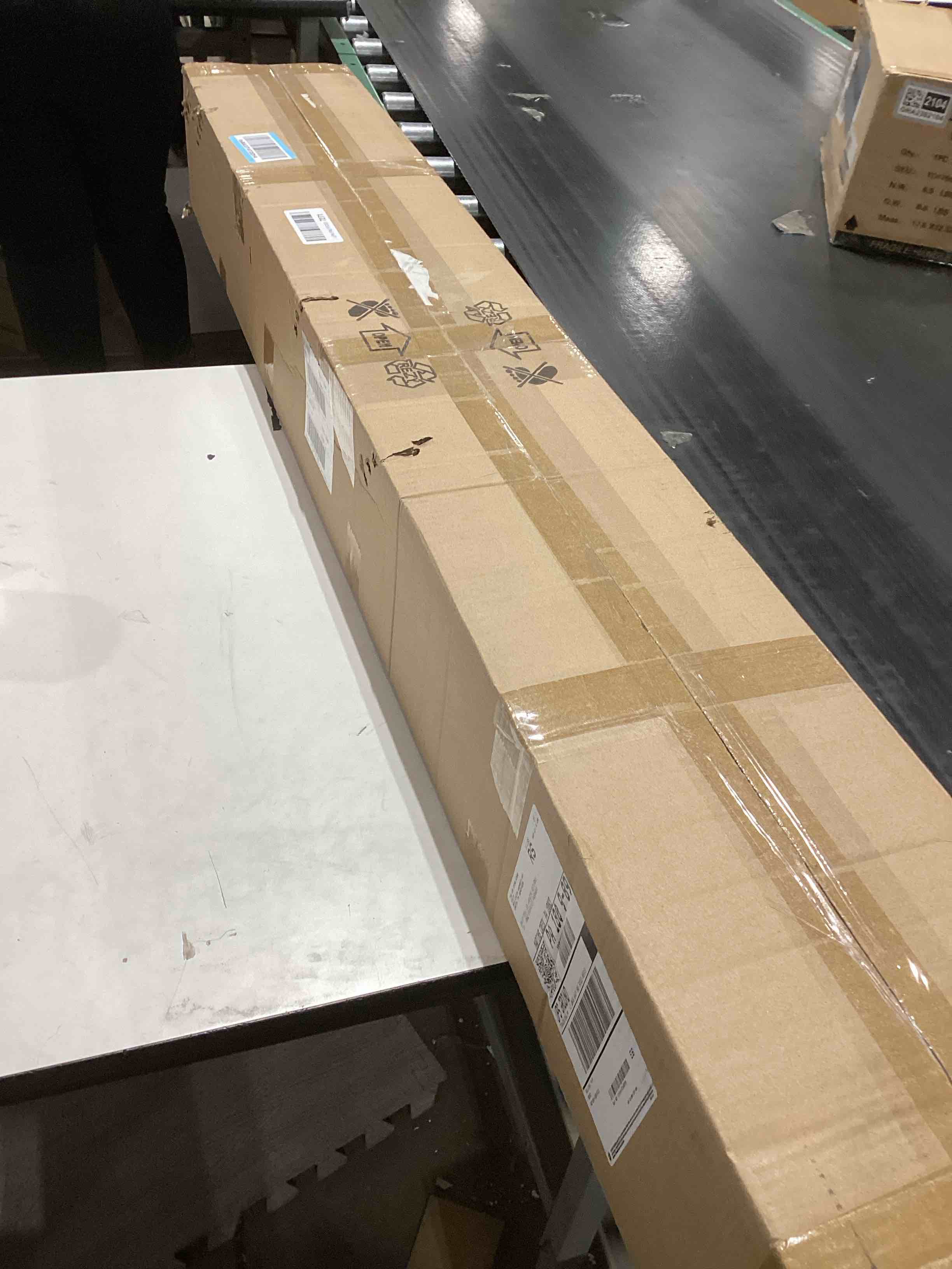 Condition photo showing As Is for Modern Gold Ceiling Pendant Light, 57IN Chandelier with Remote Control 3000k-6500K Adjustable Color Temperature,Aluminum Island Lighting Lamp for Dining Room, Living Room, Island 57in D-Gold