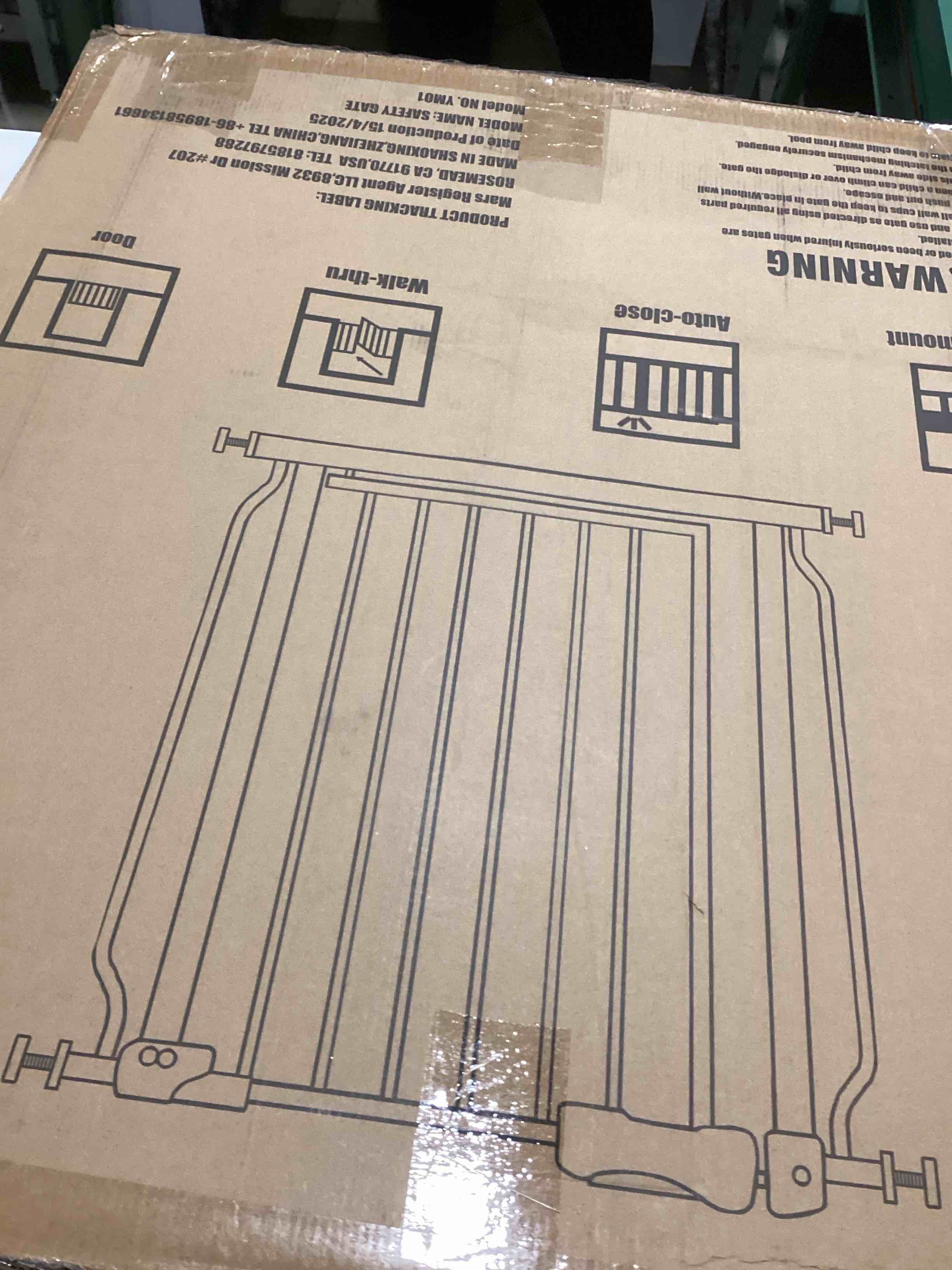 Condition photo showing As Is for extra wide baby gate tension indoor safety gates white metal large pressure mounted pet gate walk through long safety dog gate for the house doorways stairs (71.65"-76.38"/182-194cm, white) 71.65"-76.38"/182-194cm white
