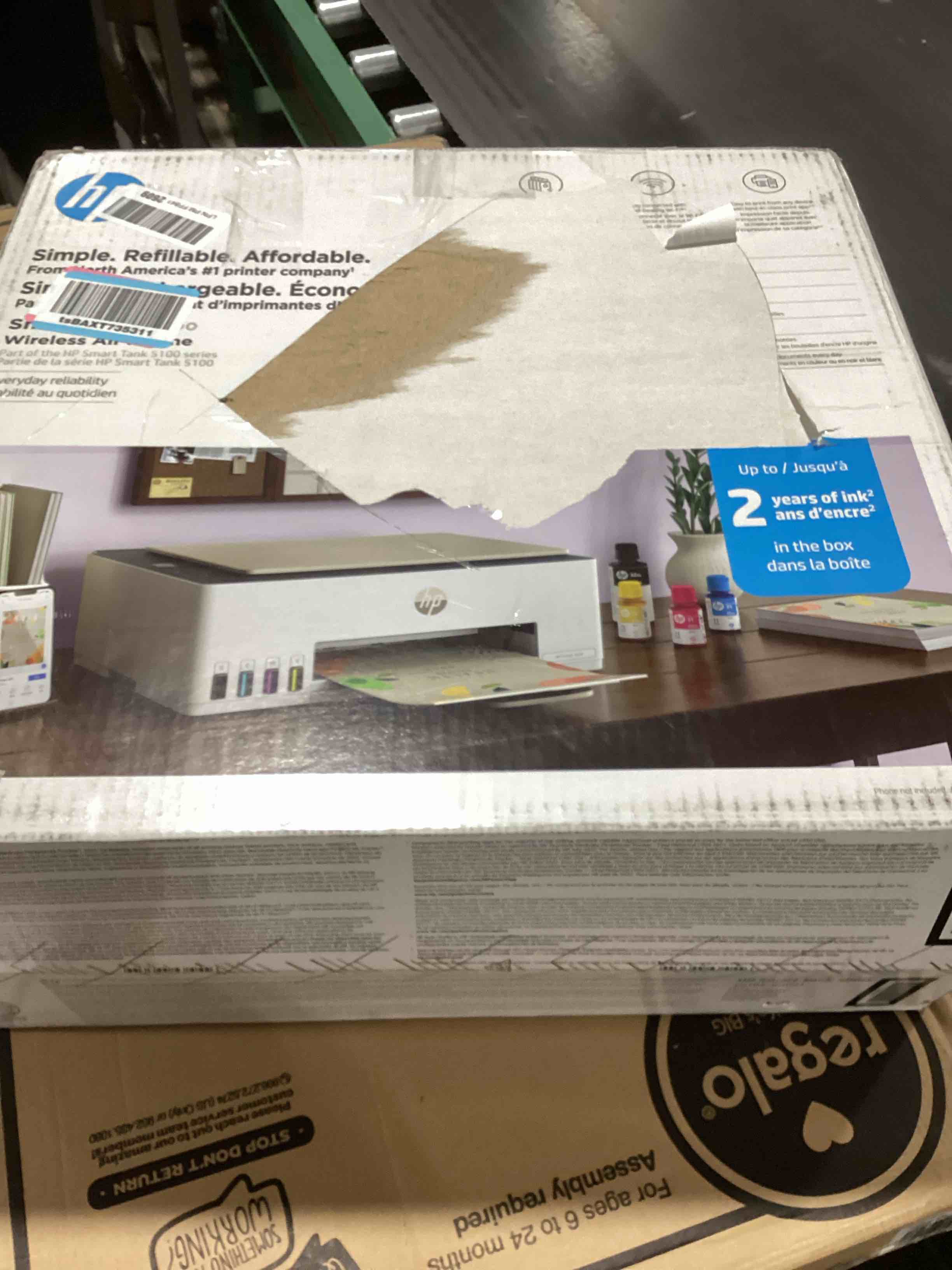 Condition photo showing As Is for HP Smart Tank 5000 Wireless All-in-One Ink Tank Printer, Scanner, Copier with 2 years of ink included, Best-for-home, Cartridge-free, Refillable, AI-enabled (5D1B6A)